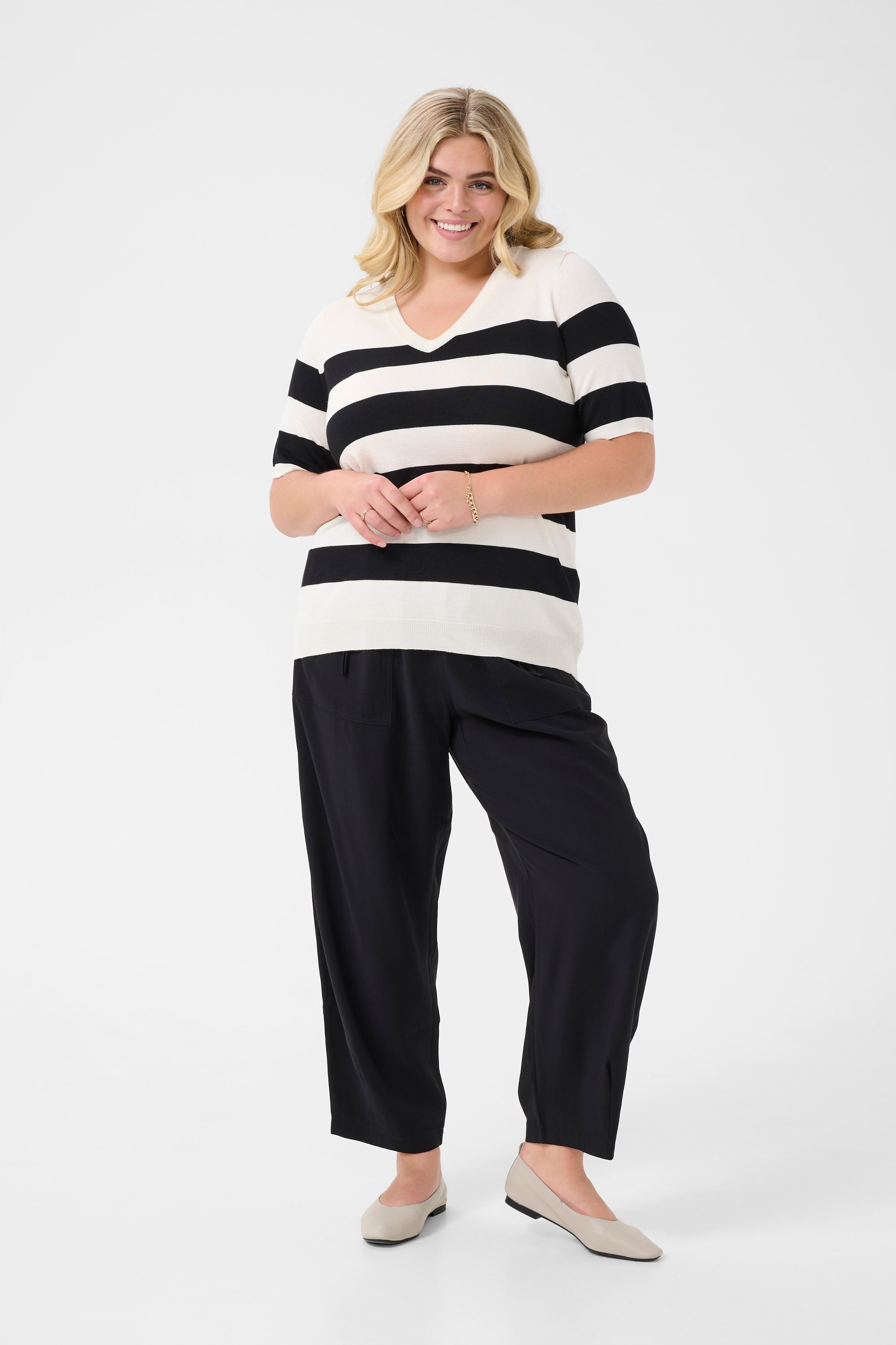 Kaffe Curve Lizzy Striped V-Neck