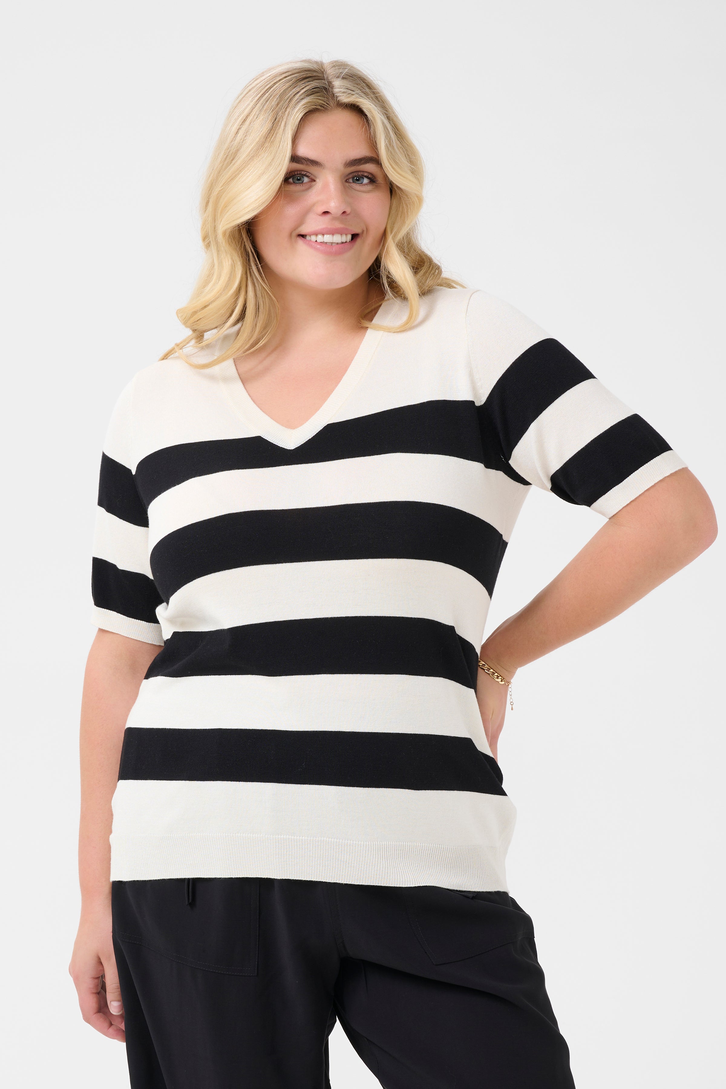 Kaffe Curve Lizzy Striped V-Neck