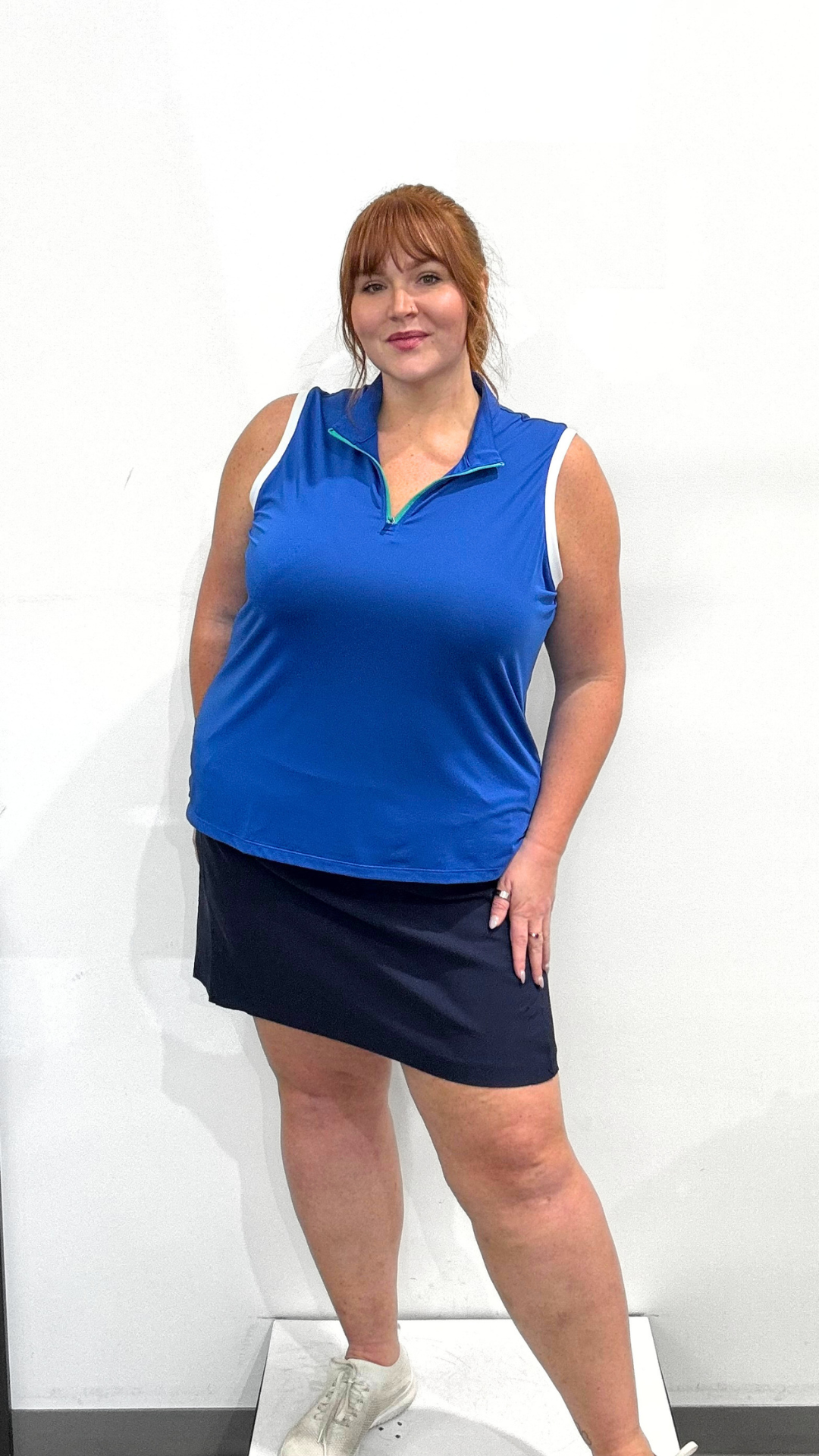 Tribal Golf Sleeveless Zip Mock Neck