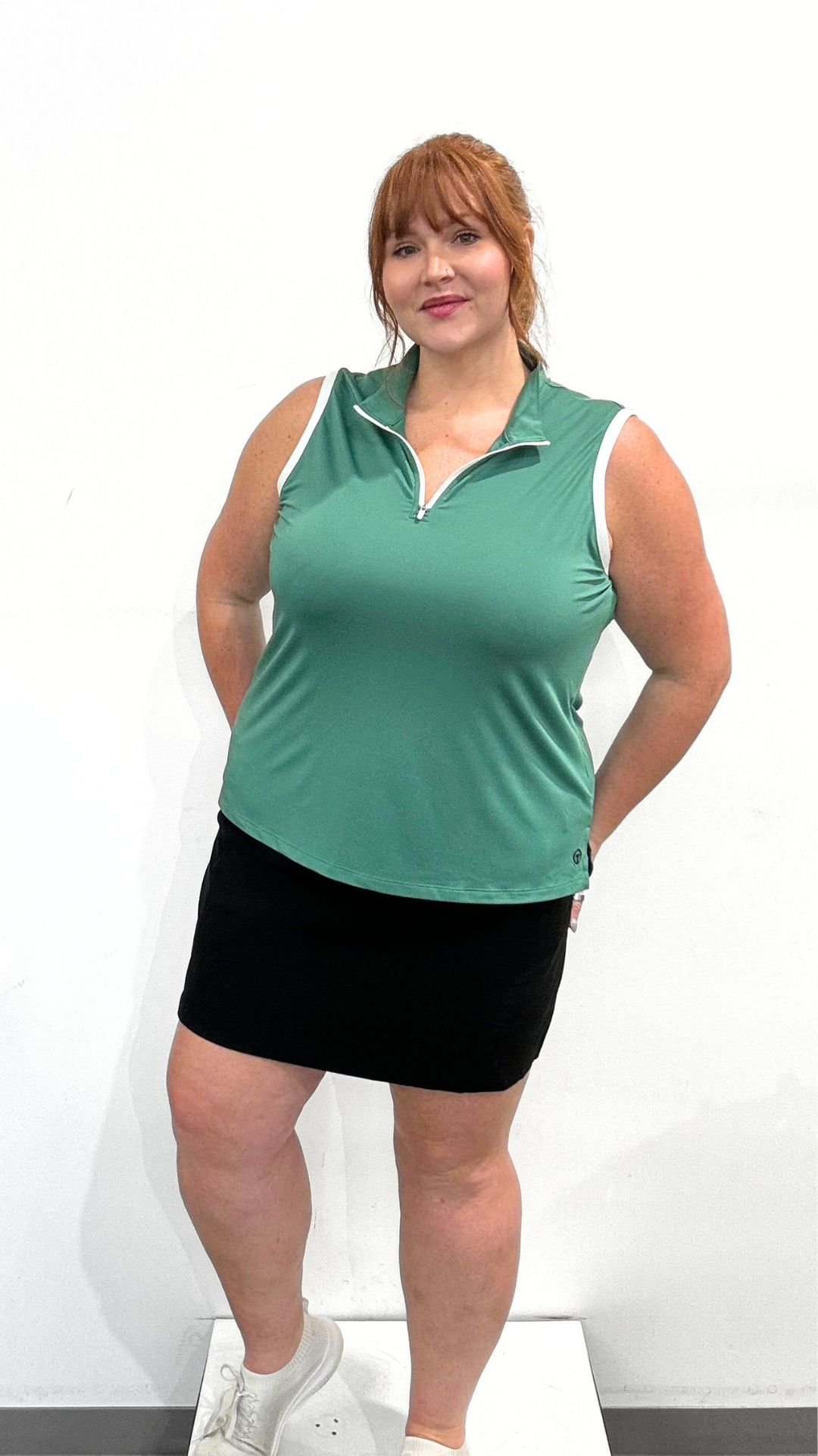 Tribal Golf Sleeveless Zip Mock Neck