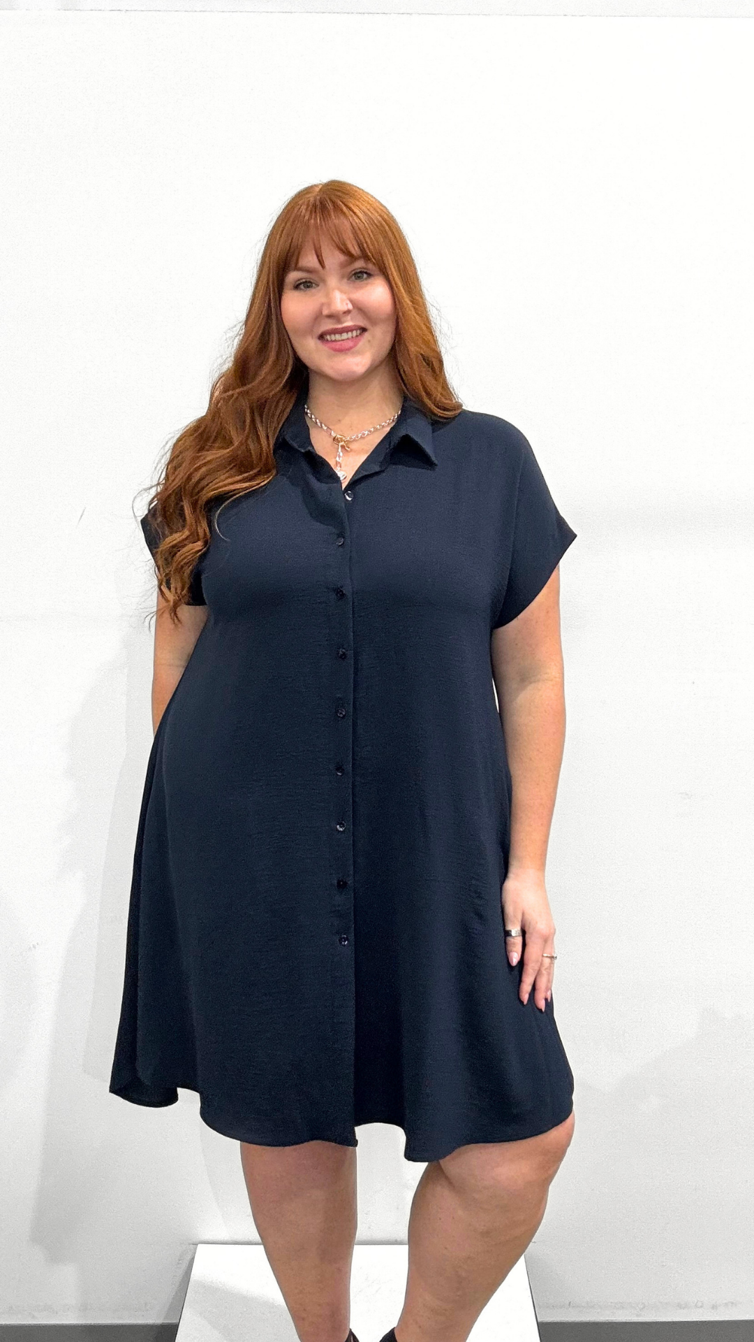Mat Button Shirt Dress