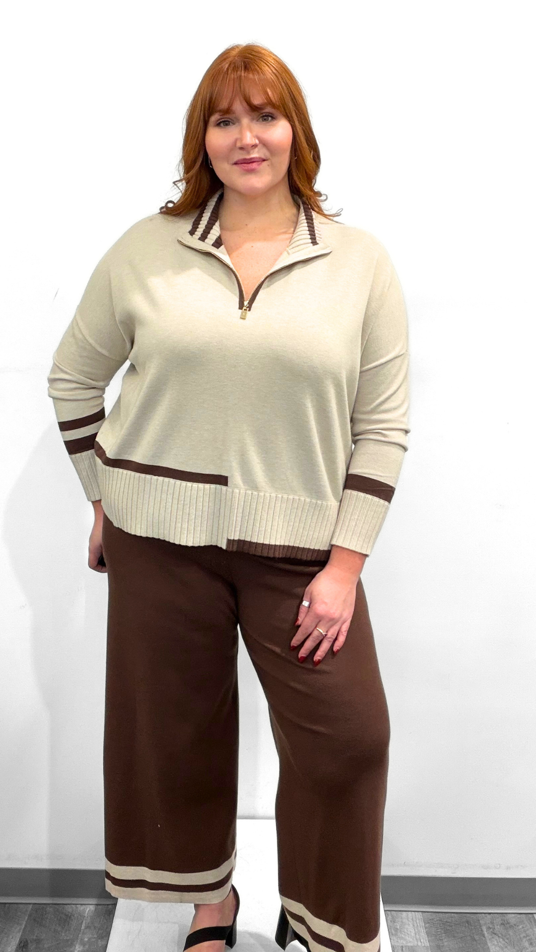 Joseph Ribkoff Striped Mock Neck Sweater