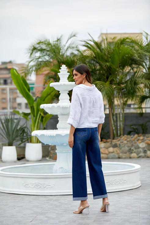 Orange Wide Leg with Cuff Jean