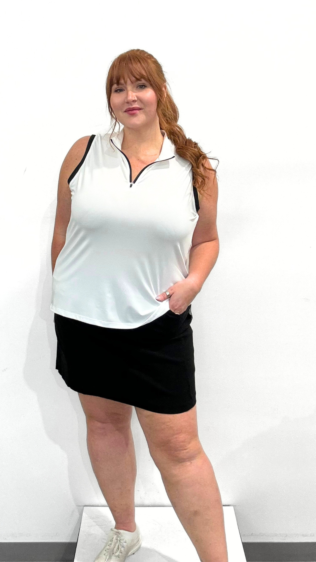 Tribal Golf Sleeveless Zip Mock Neck