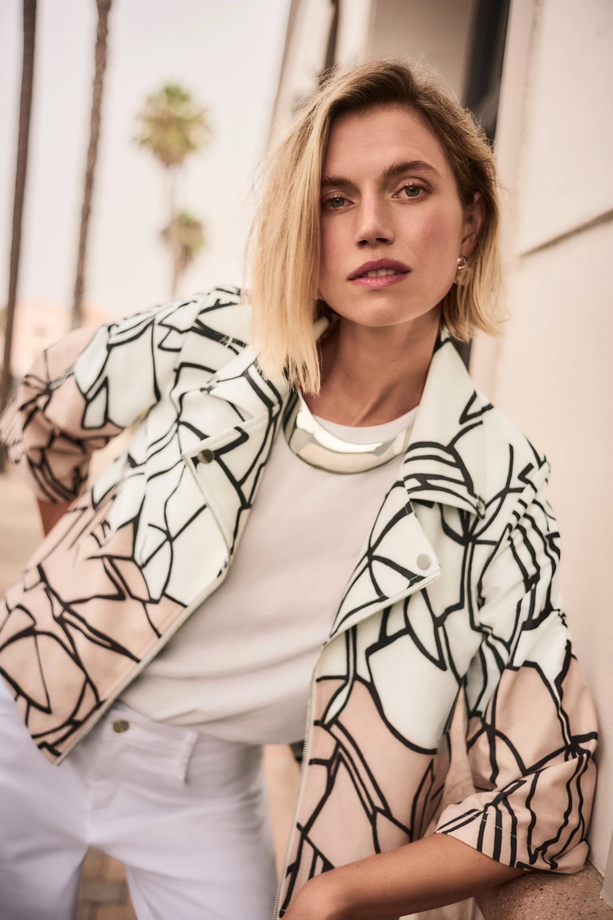 Joseph Ribkoff Faux Suede Abstract Print Swing Jacket