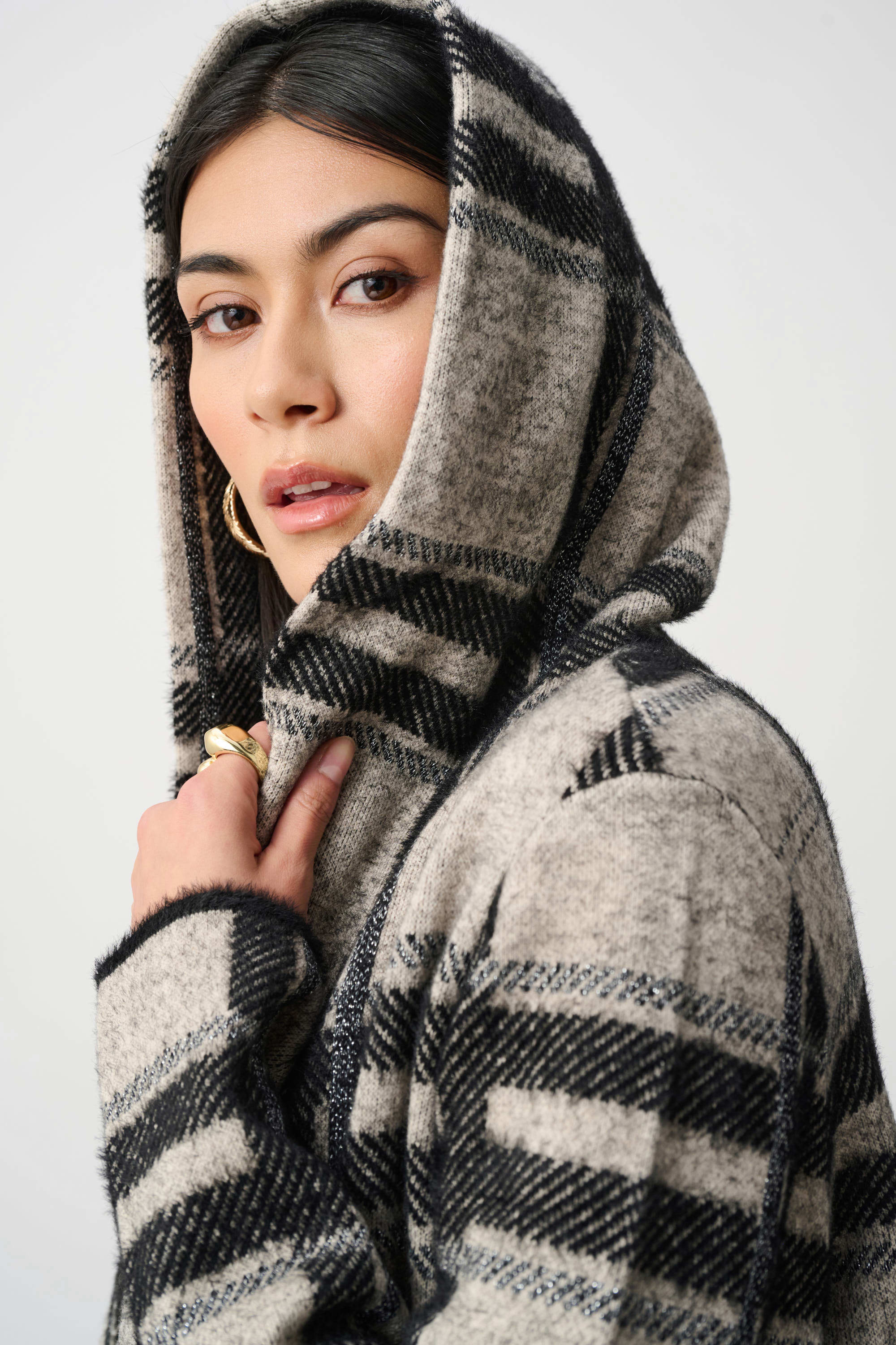 Joseph Ribkoff Plaid Hooded Jacket