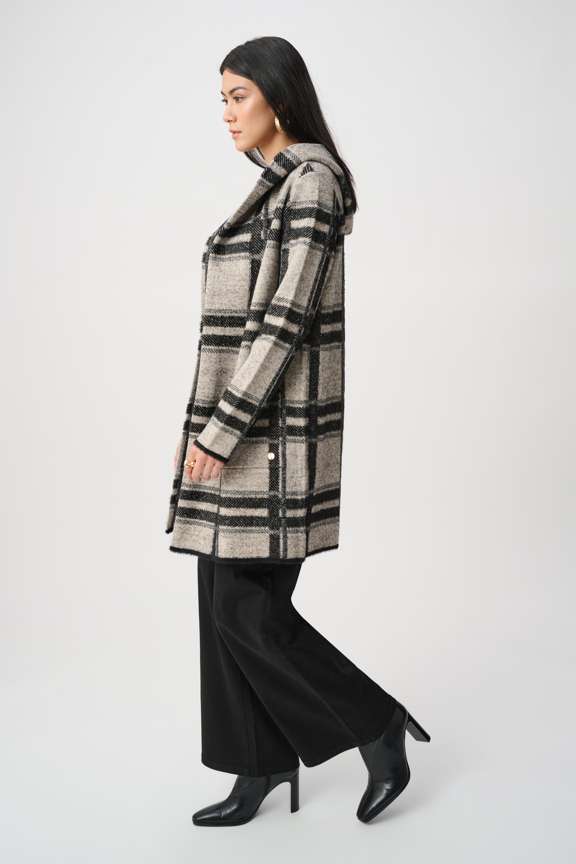 Joseph Ribkoff Plaid Hooded Jacket