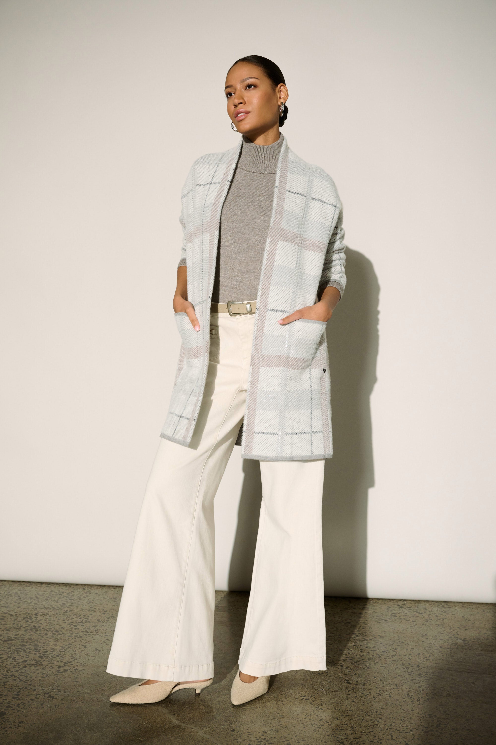 Joseph Ribkoff Sequin Plaid Coatigan