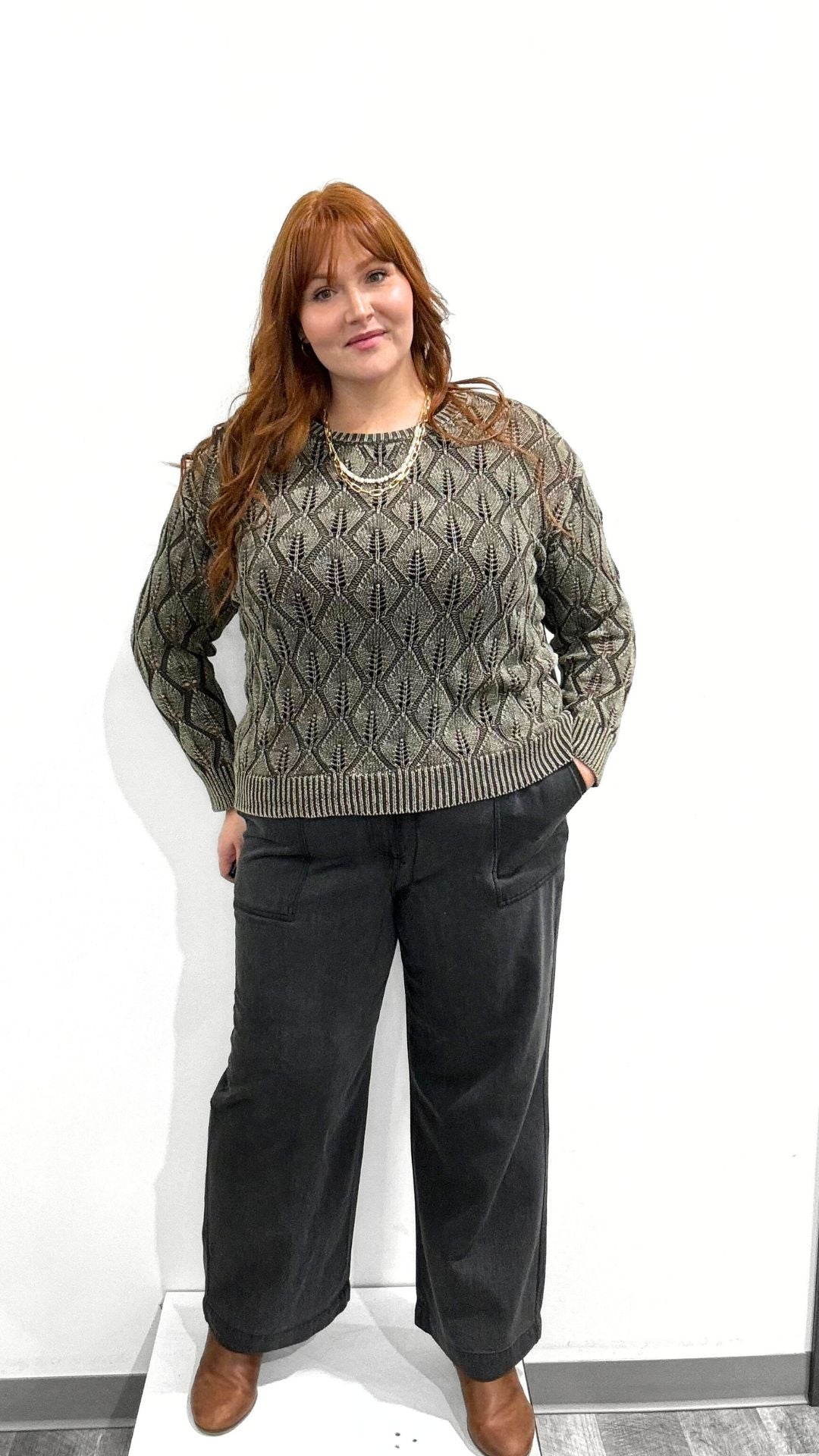 Dex Pointelle Crewneck Sweater