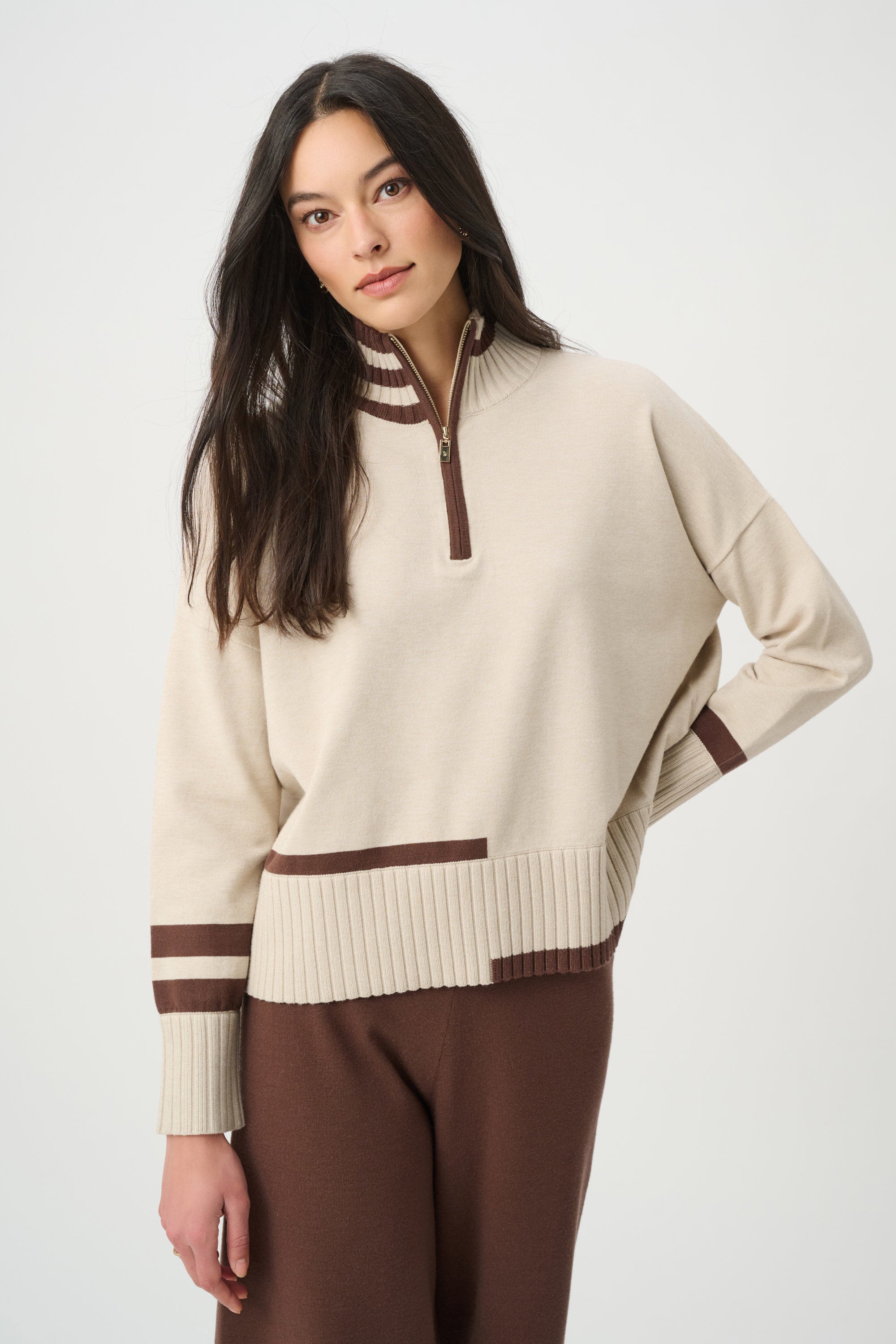 Joseph Ribkoff Striped Mock Neck Sweater