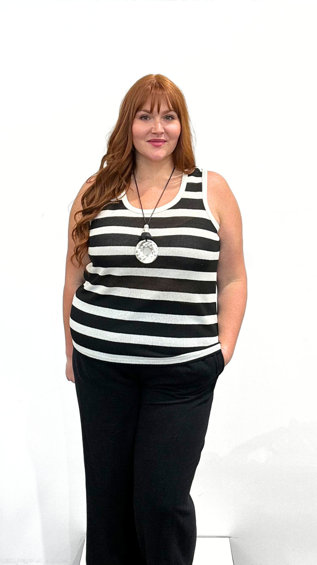 Tribal Sleeveless Stripe Tank