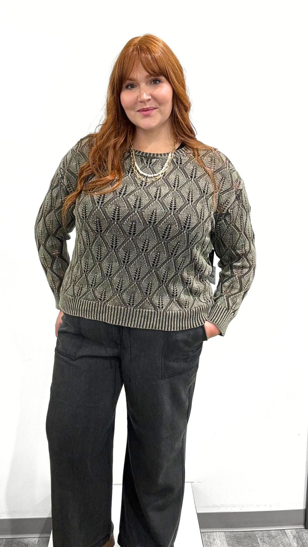 Dex Pointelle Crewneck Sweater