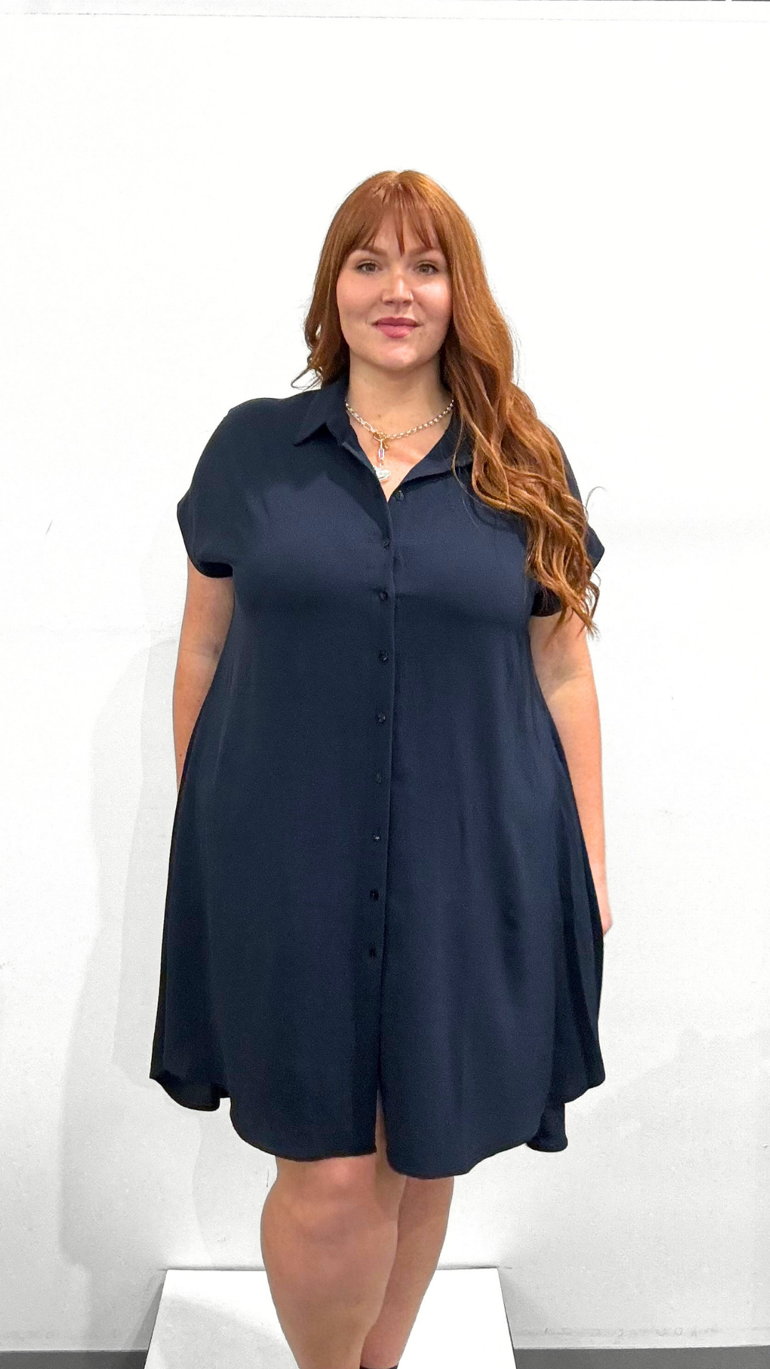 Mat Button Shirt Dress
