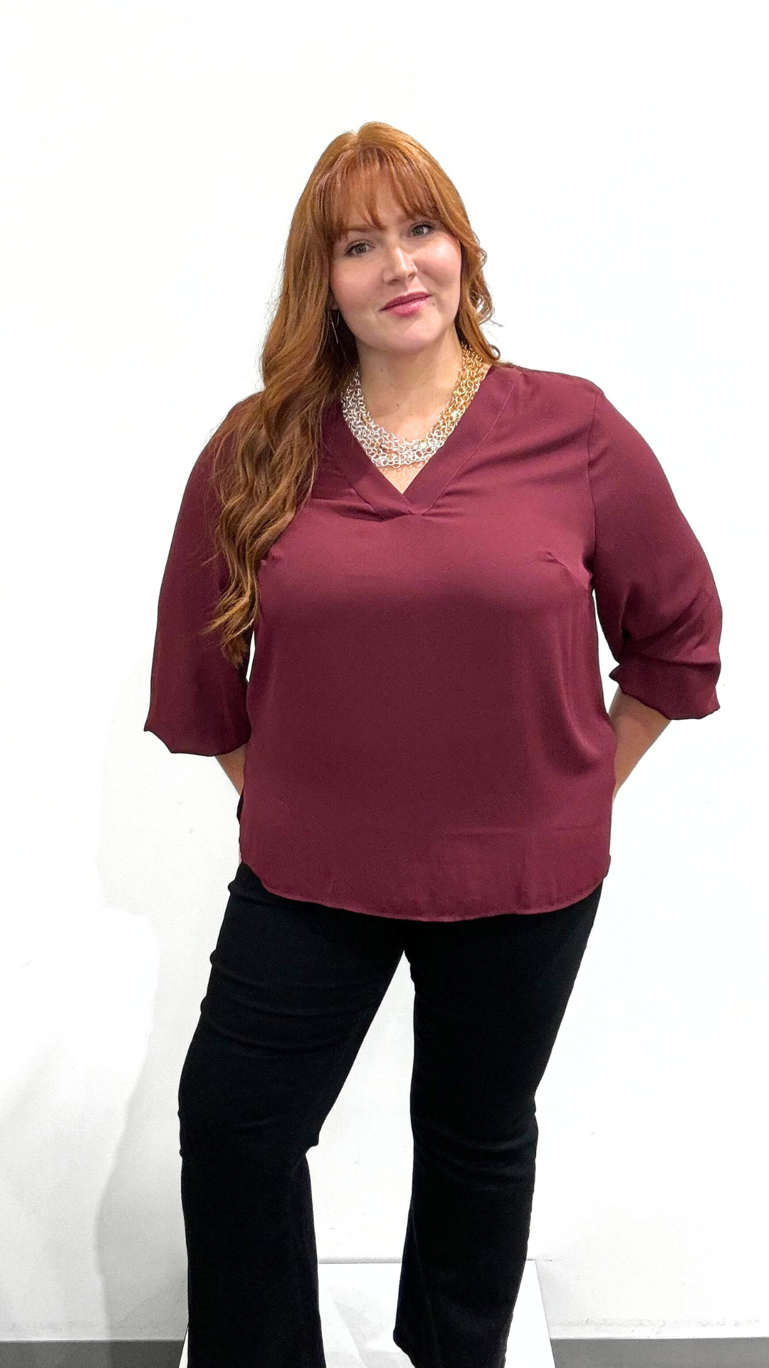 Mat V-Neck Blouse