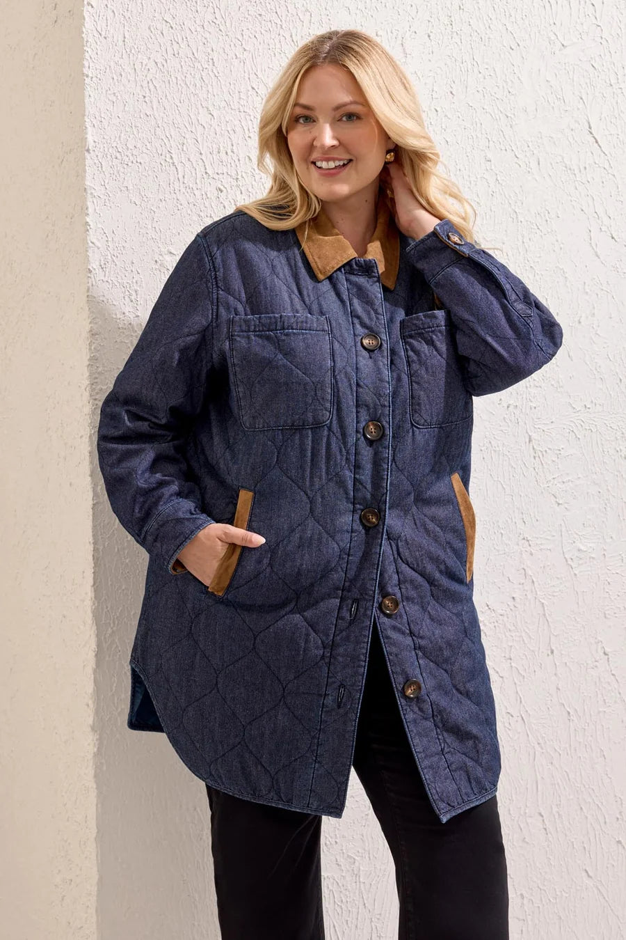Tribal Quilted Denim Jacket
