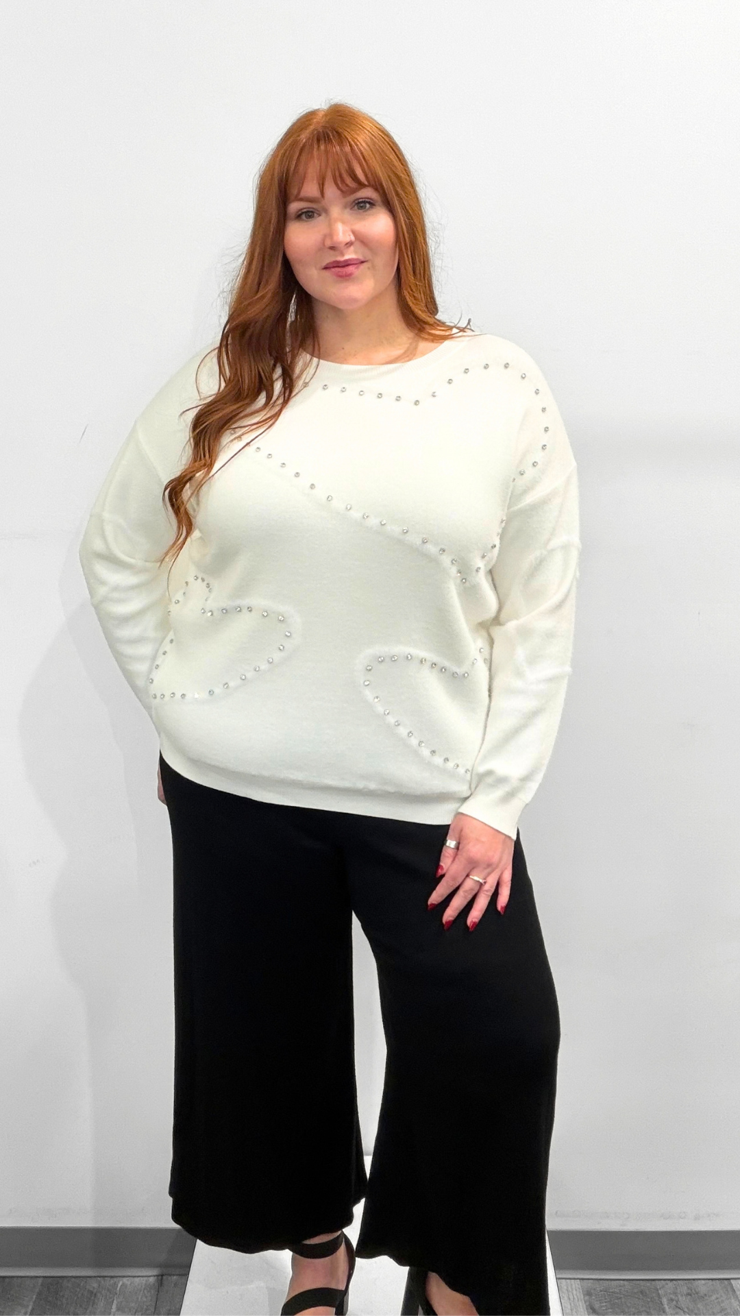 Frank Lyman Bedazzle Heart Sweater