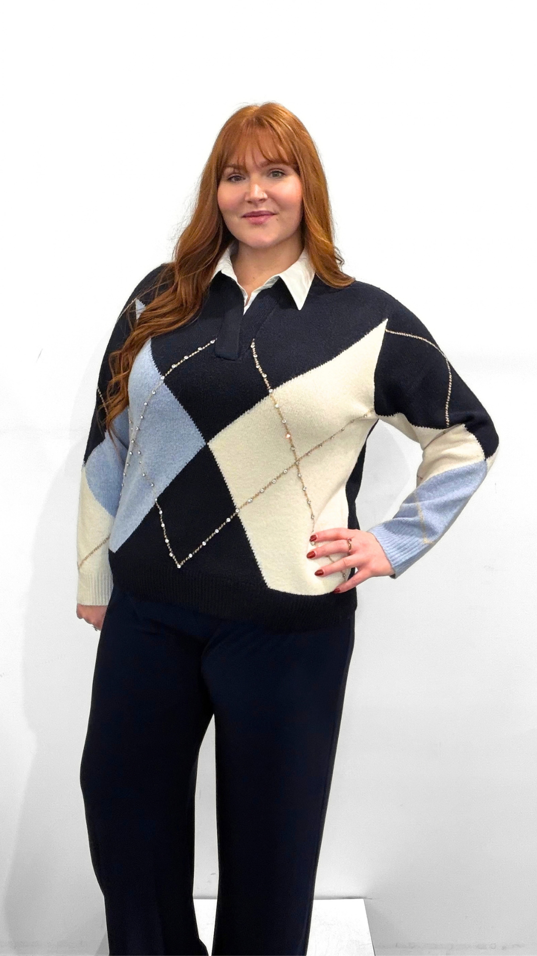 Frank Lyman Argyle Sweater