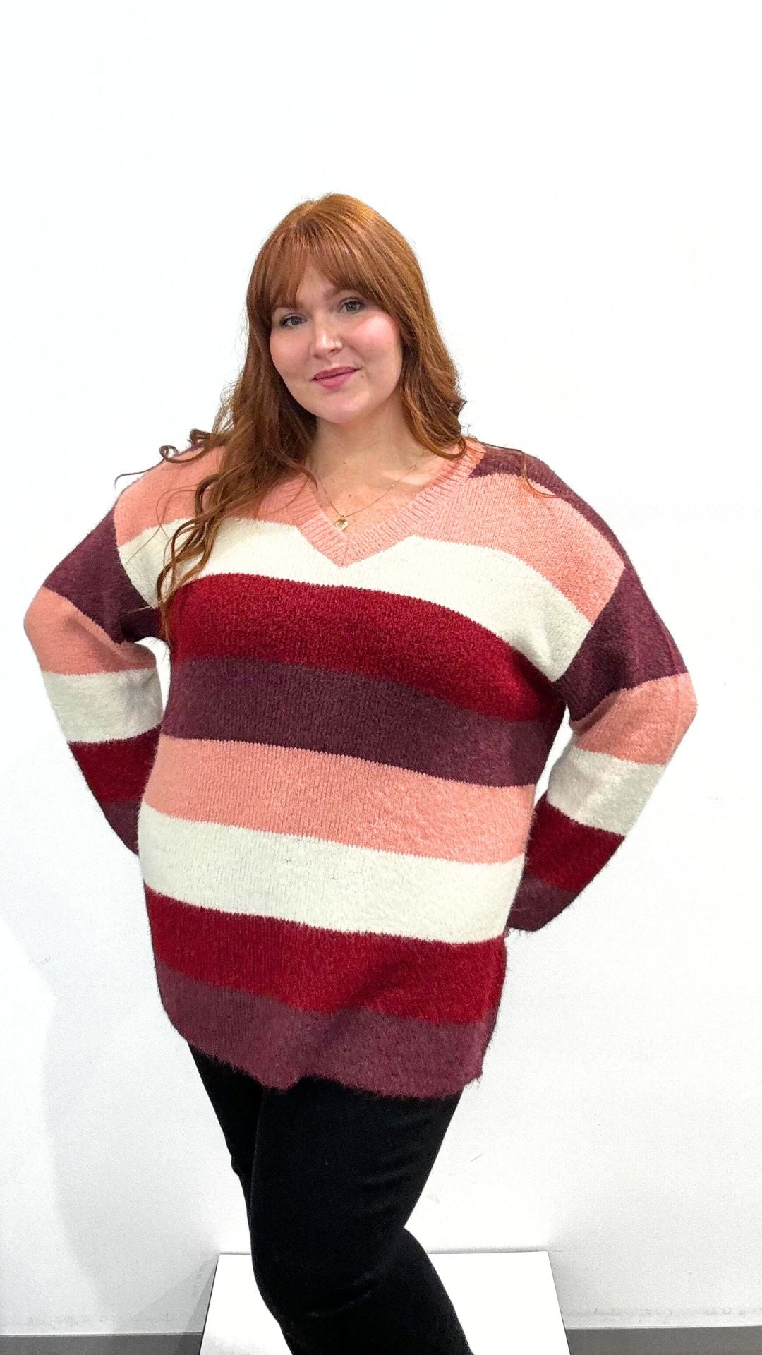 Wasabi Jolie V-Neck Stripe Sweater