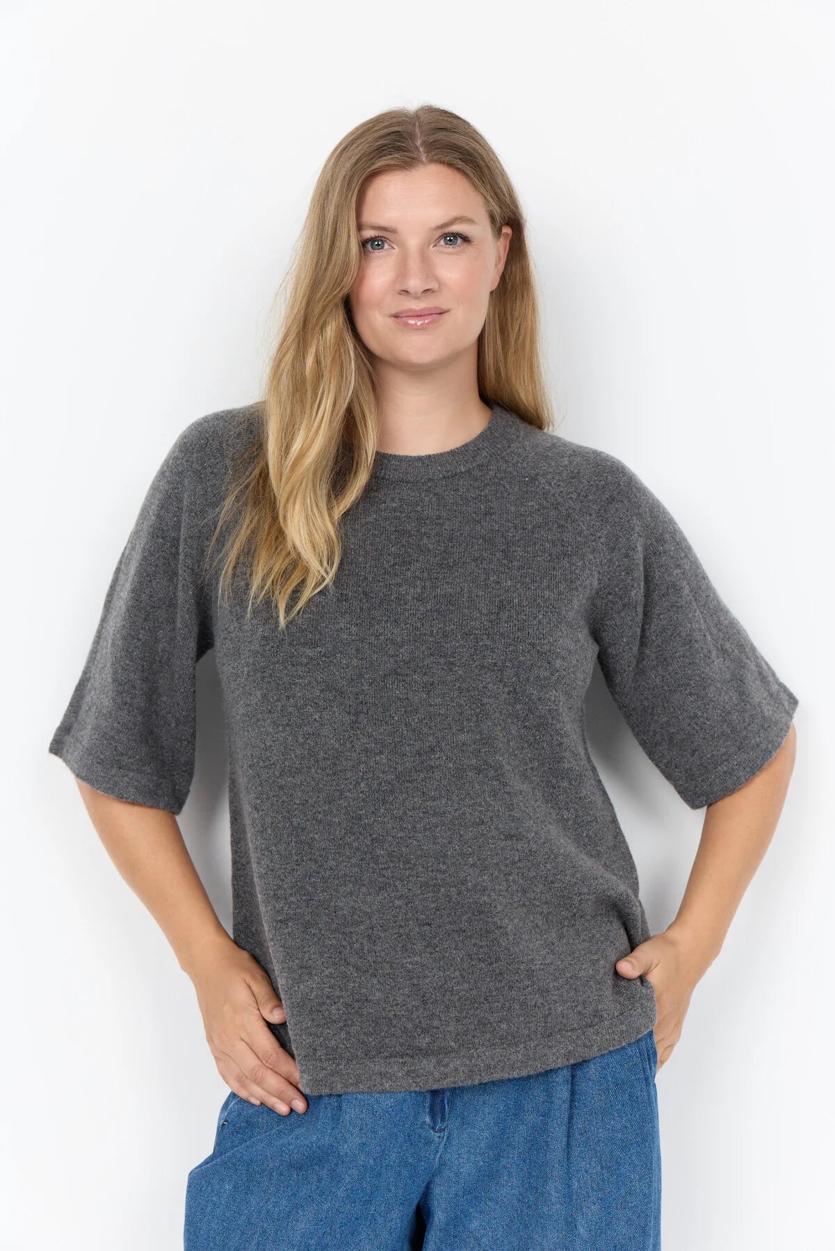 Wasabi Chanin 1 3/4 Sleeve Sweater