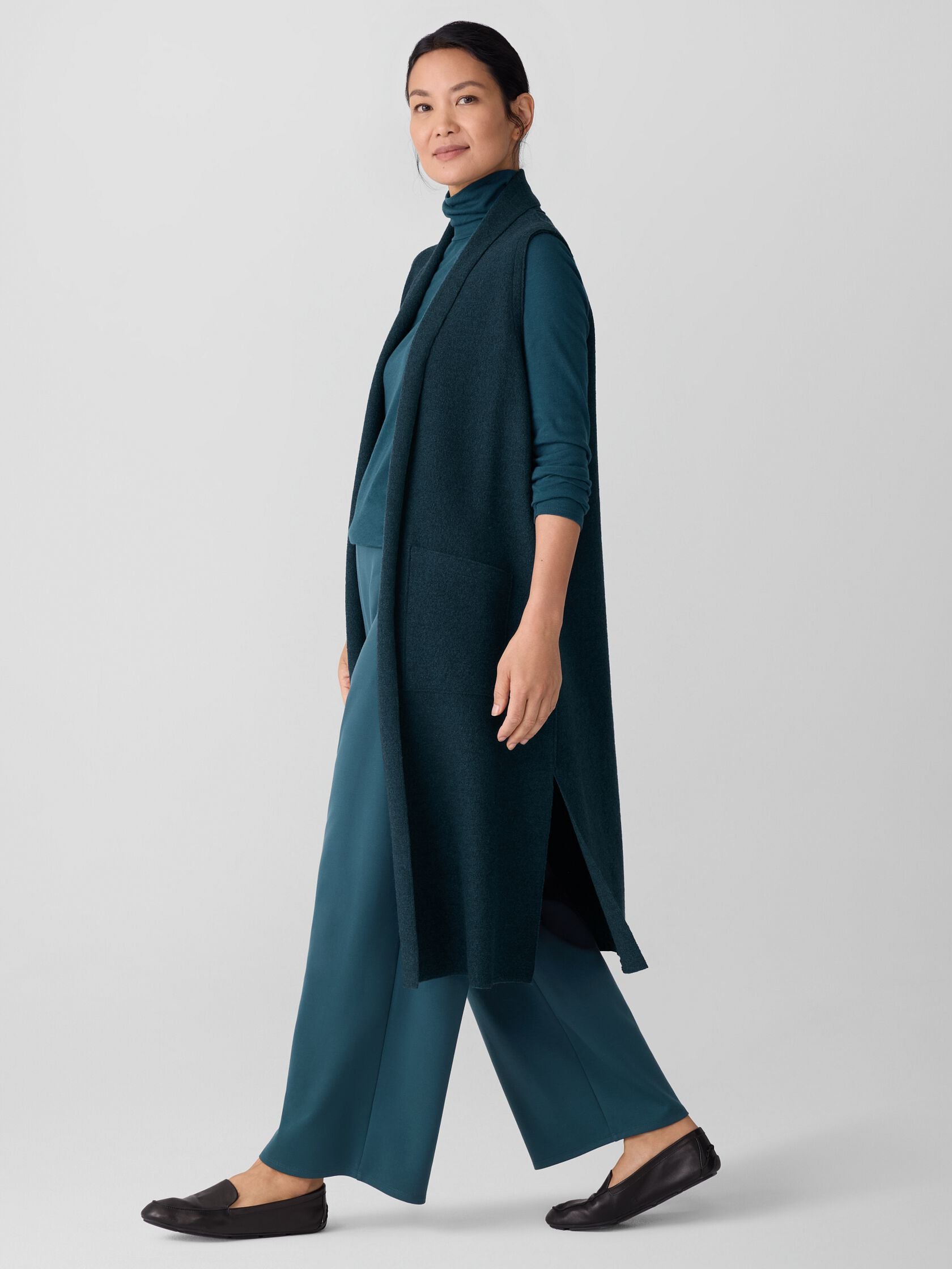 Eileen Fisher C/L Shawl Collar Vest W/Pockets