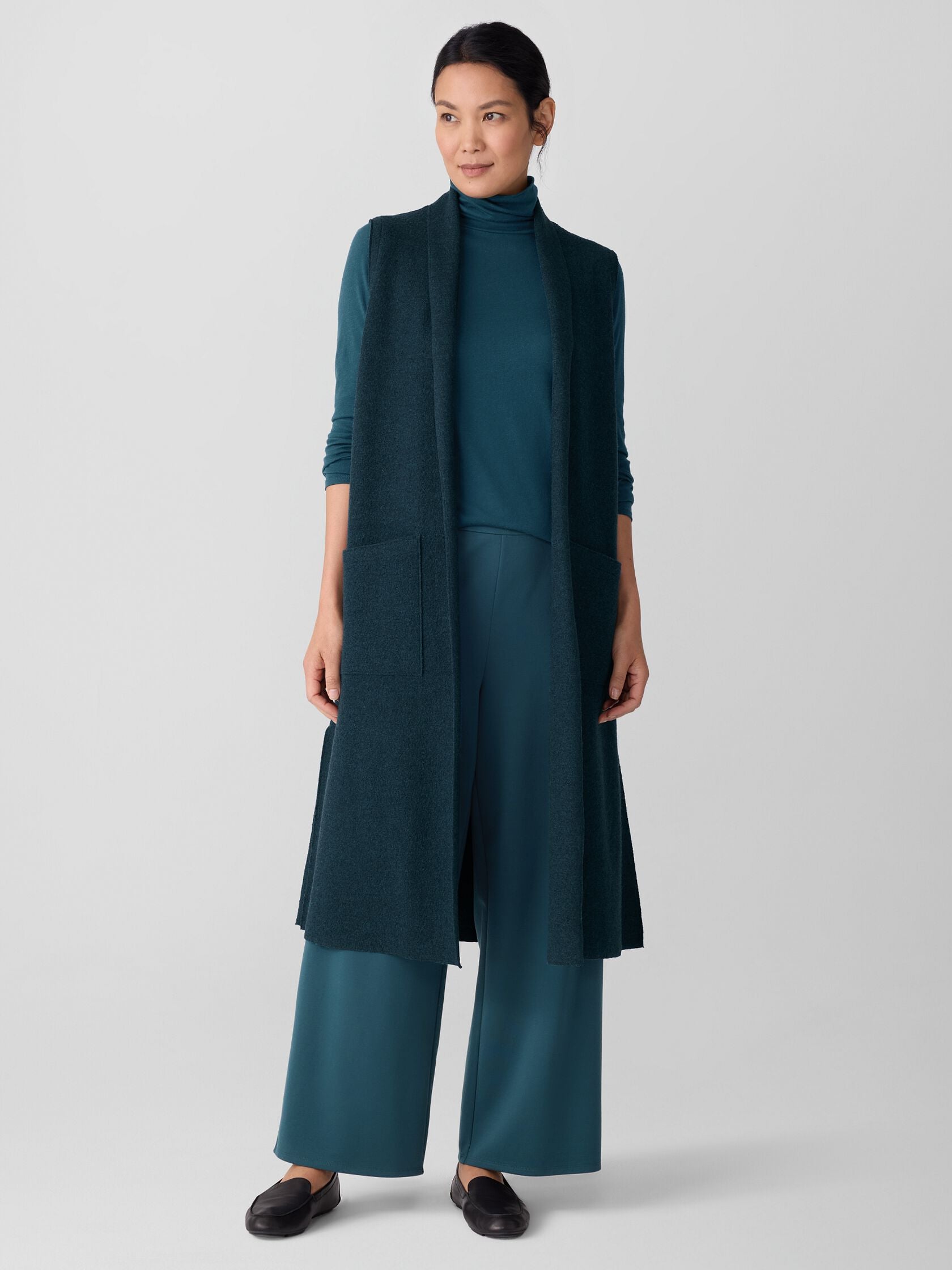 Eileen Fisher C/L Shawl Collar Vest W/Pockets