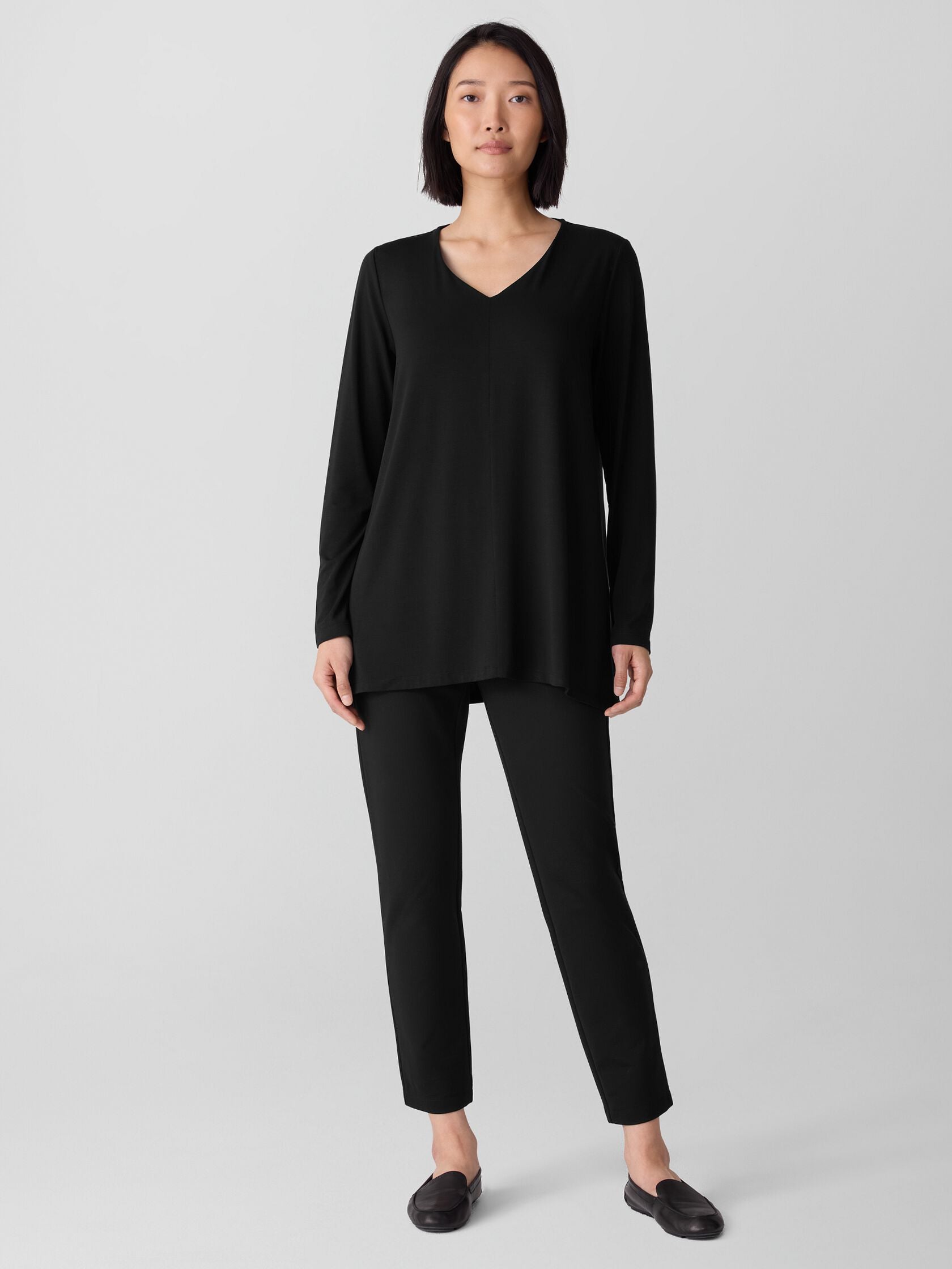 Eileen Fisher Cozy V-Neck Tunic W/ Long Sleeves