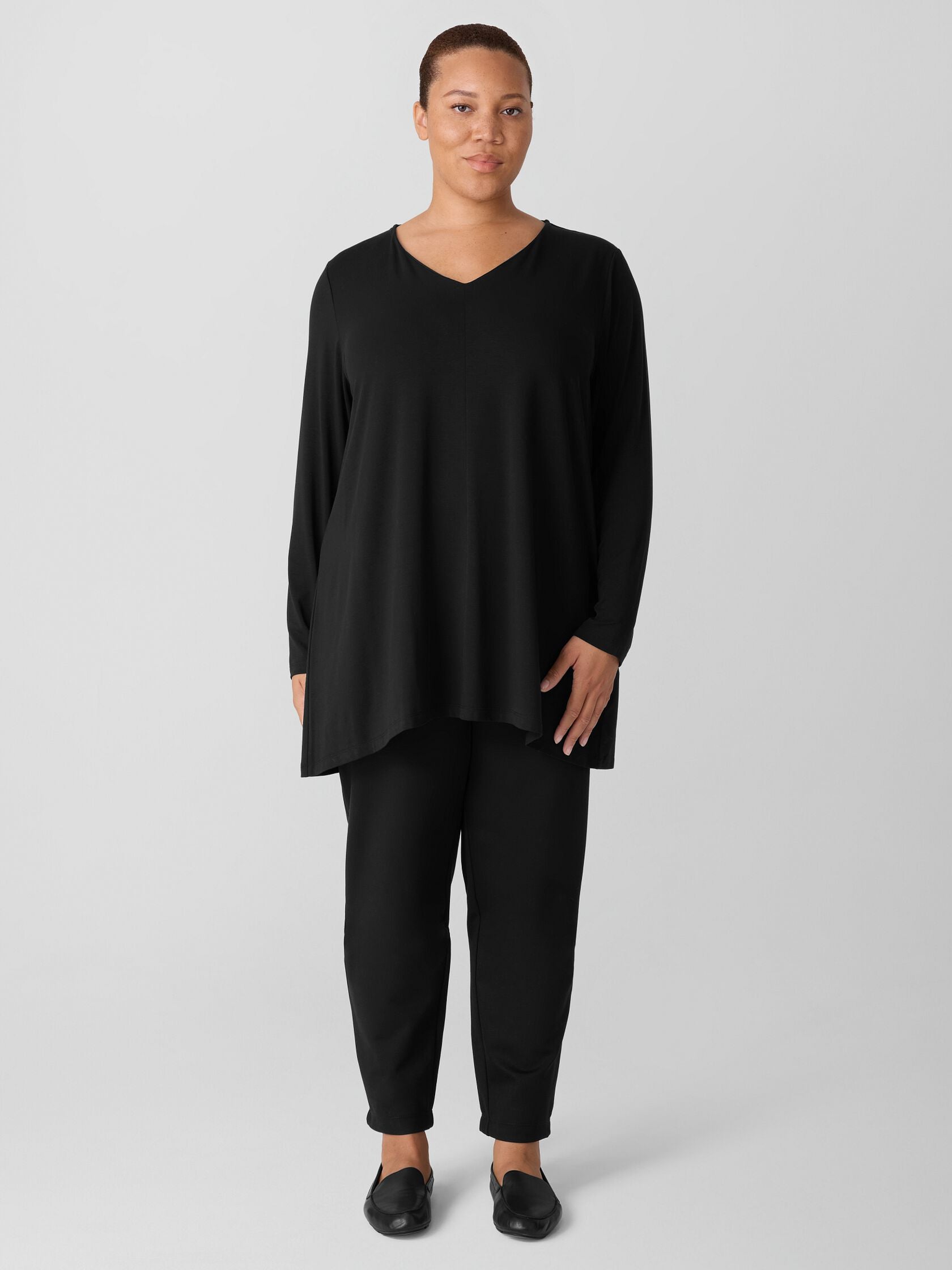 Eileen Fisher Cozy V-Neck Tunic W/ Long Sleeves
