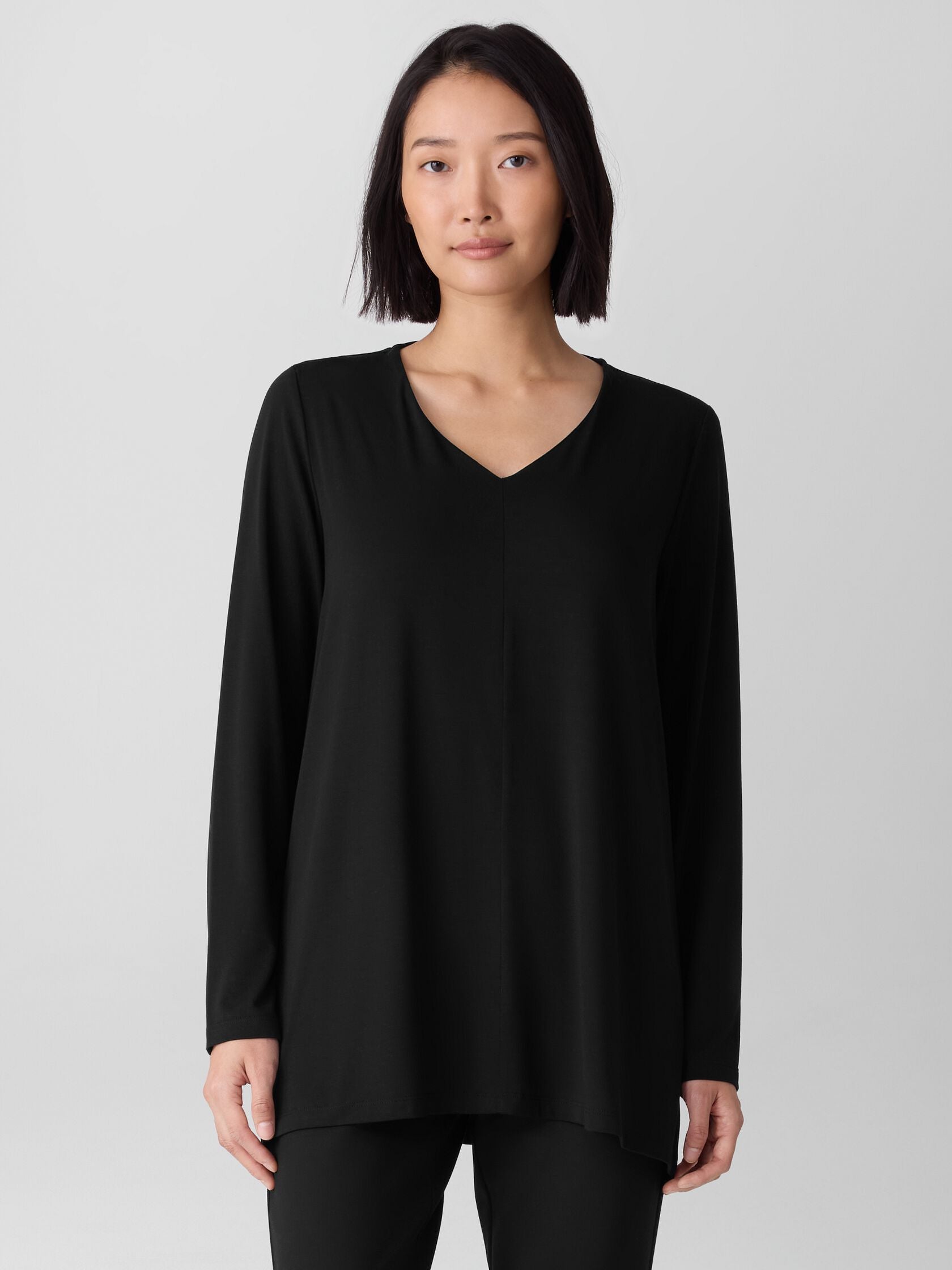 Eileen Fisher Cozy V-Neck Tunic W/ Long Sleeves