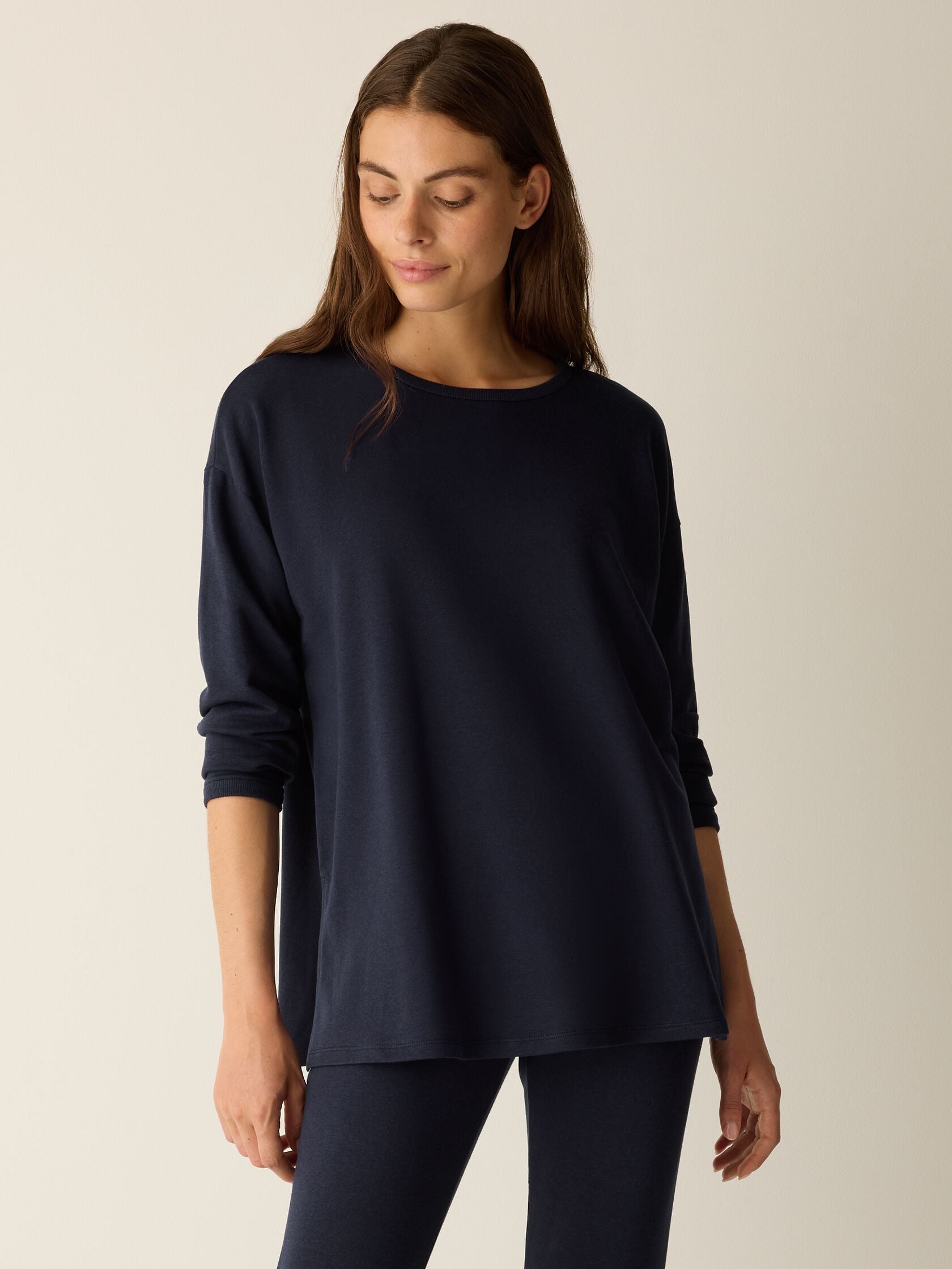 Eileen Fisher Round Neck Long Box Top