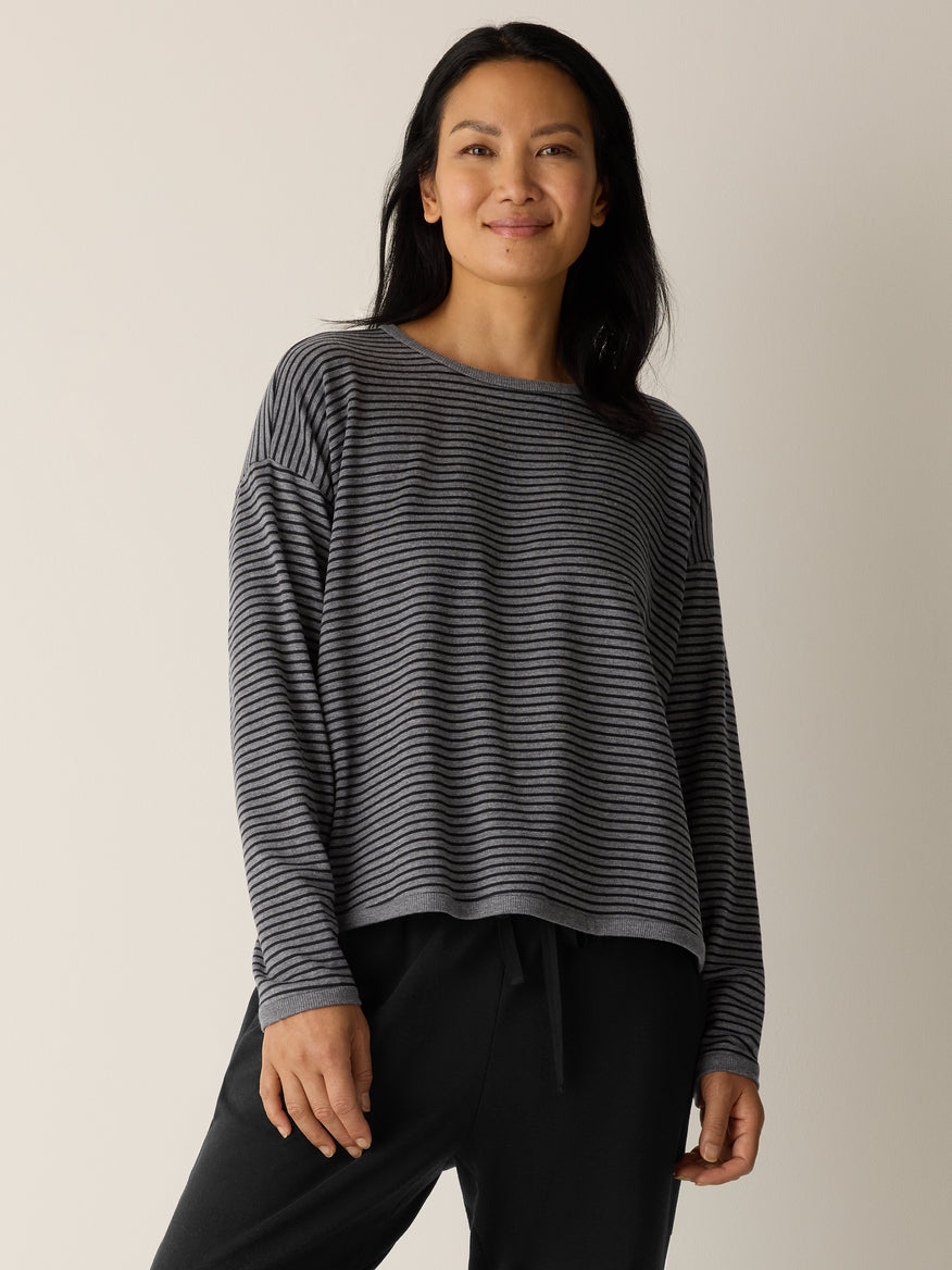 Eileen Fisher Round Neck Long Box Top