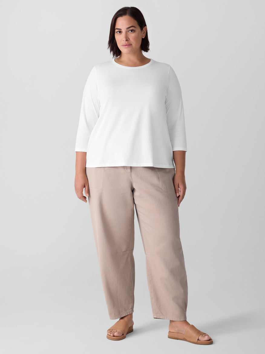 Eileen Fisher Round Neck Easy 3/4 Sleeve Tee