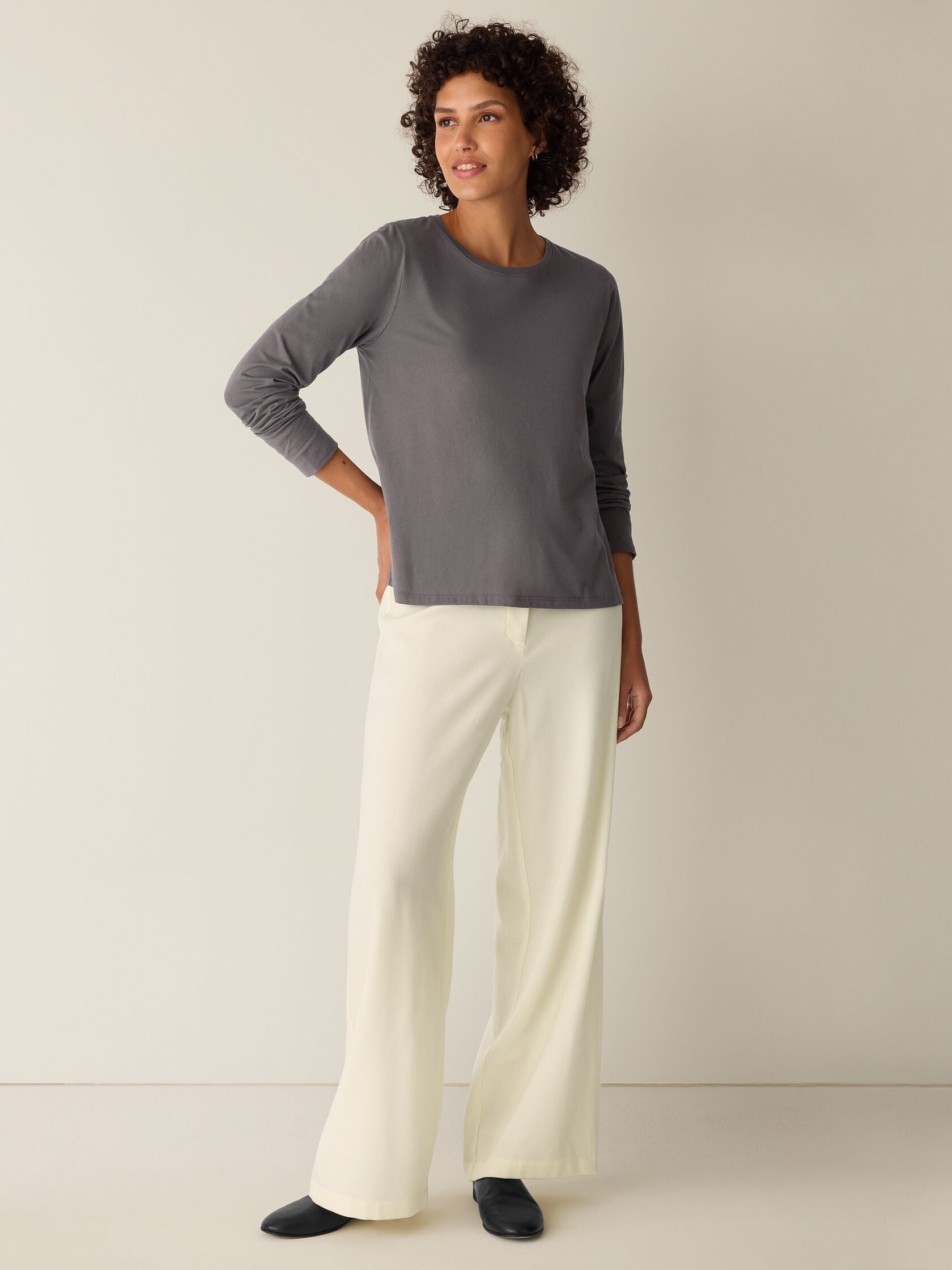 Eileen Fisher Round Neck Long Sleeve Tee