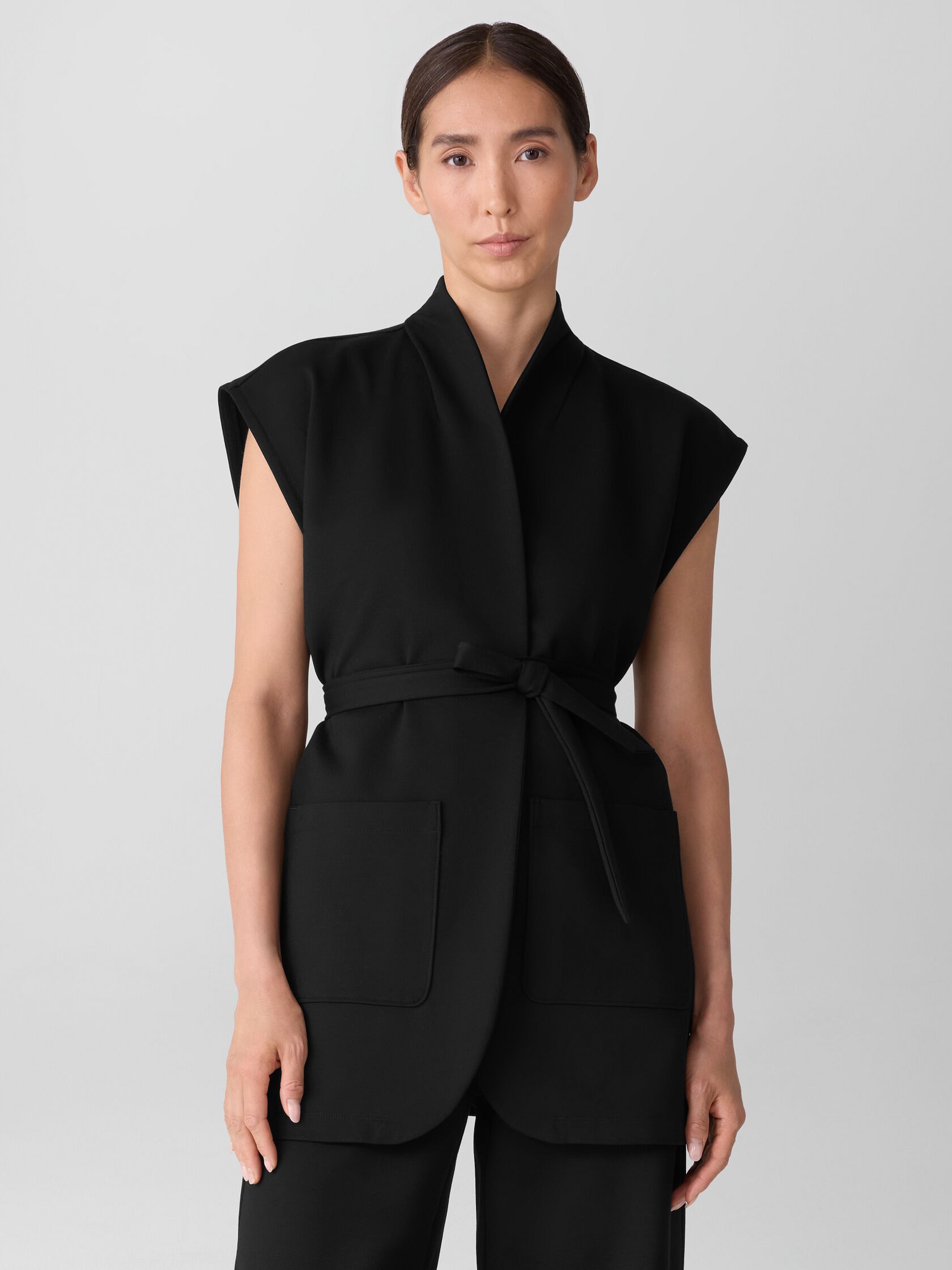 Eileen Fisher High Collar Long Vest