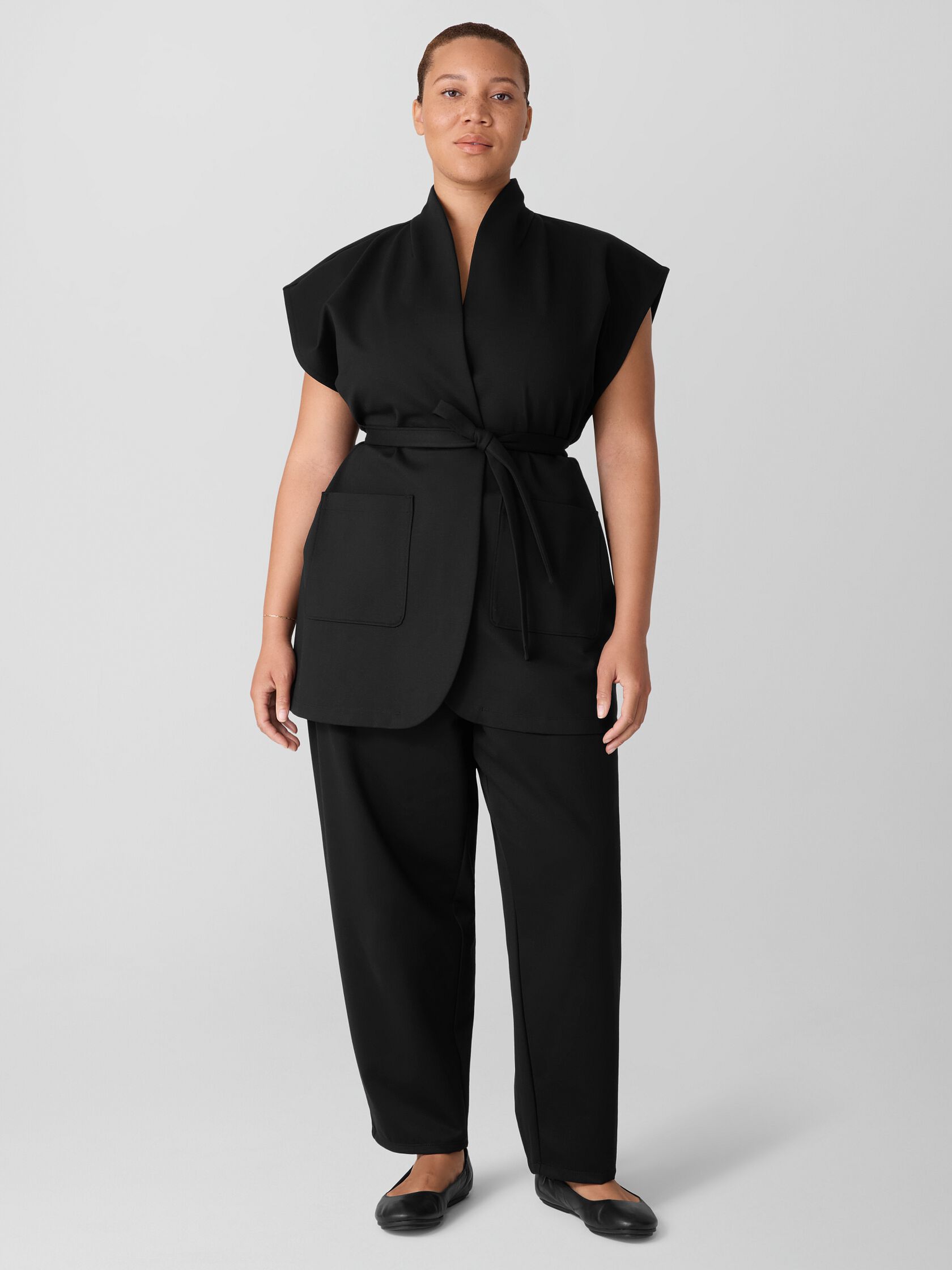 Eileen Fisher High Collar Long Vest