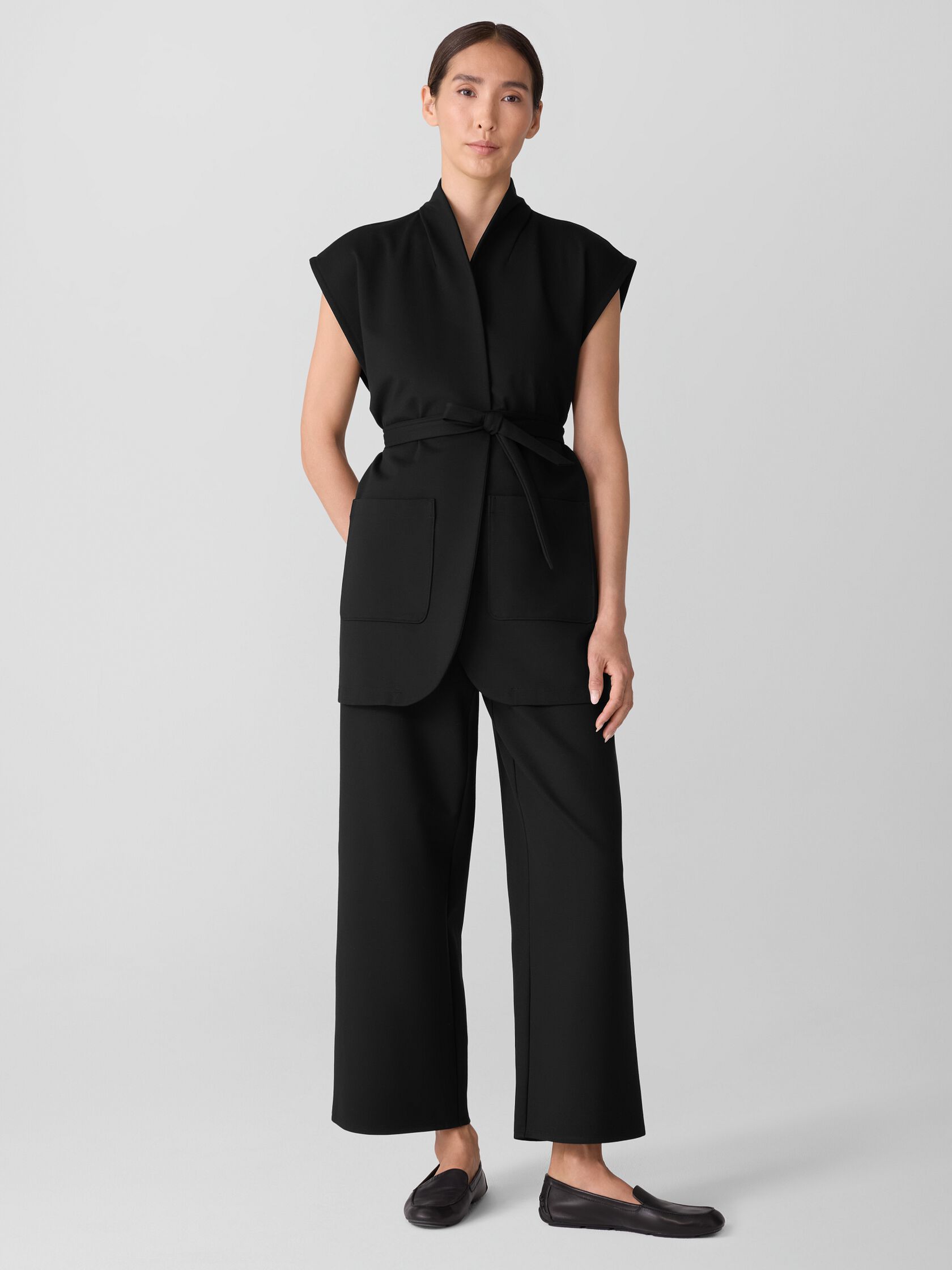 Eileen Fisher High Collar Long Vest