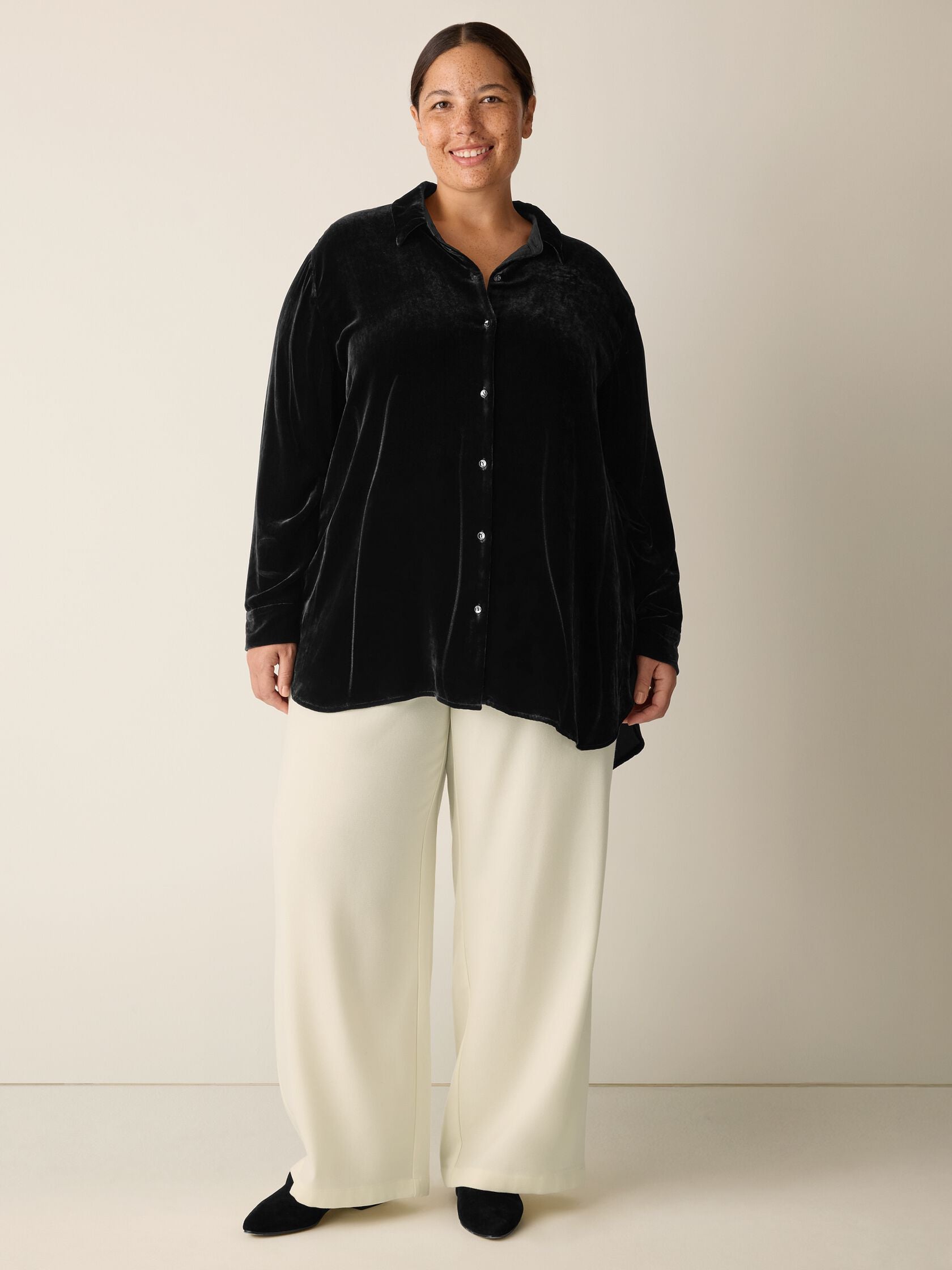 Eileen Fisher Classic Collar Velvet Shirt