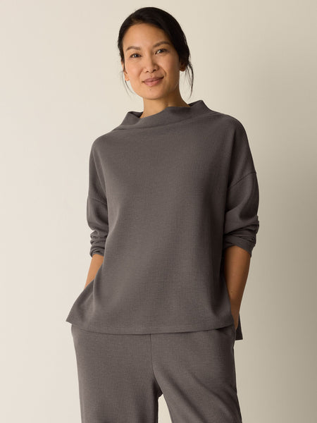 Eileen Fisher High Funnel Neck Box Top