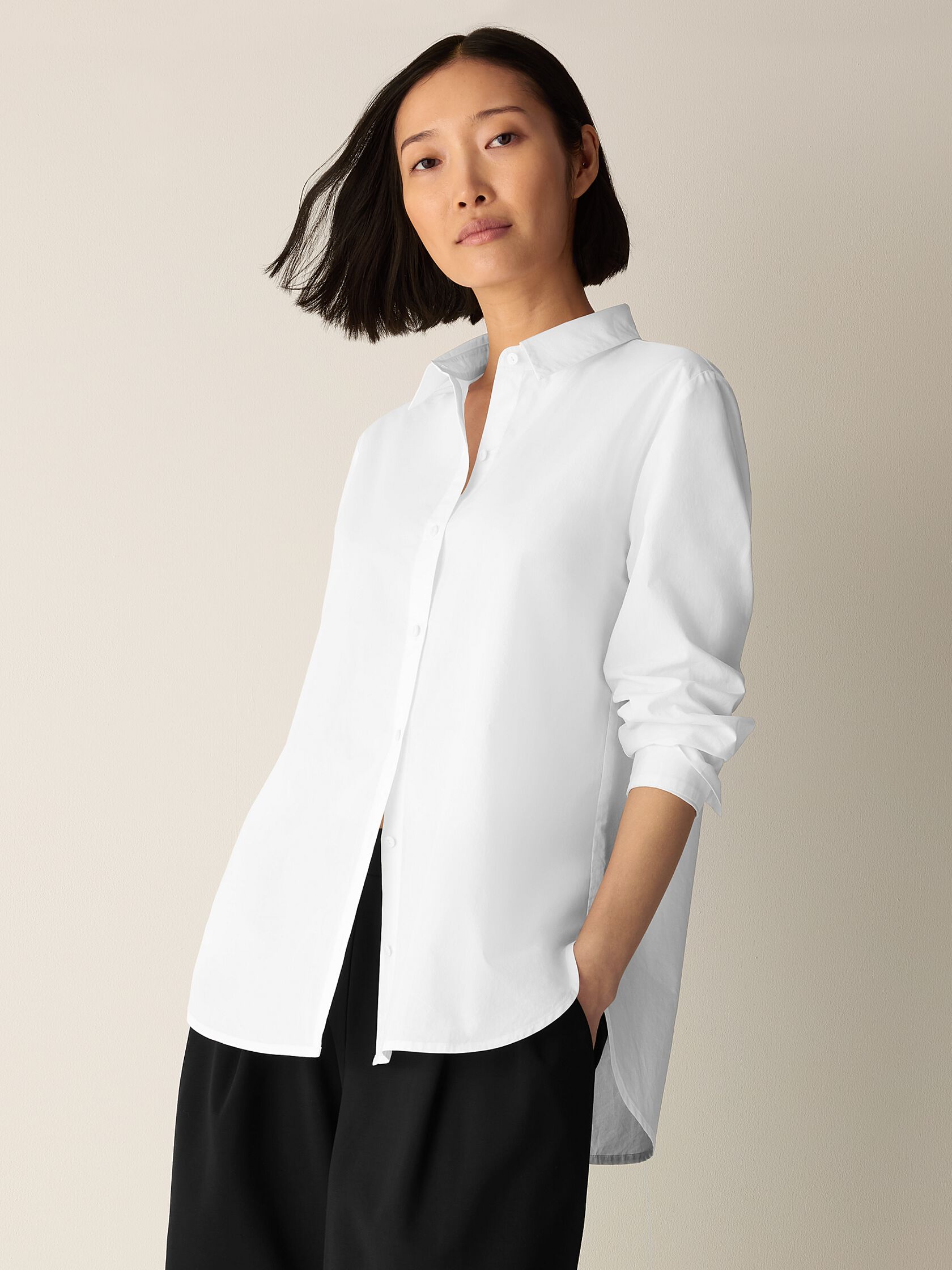(Pre-Order) Eileen Fisher Classic Collar Long Shirt