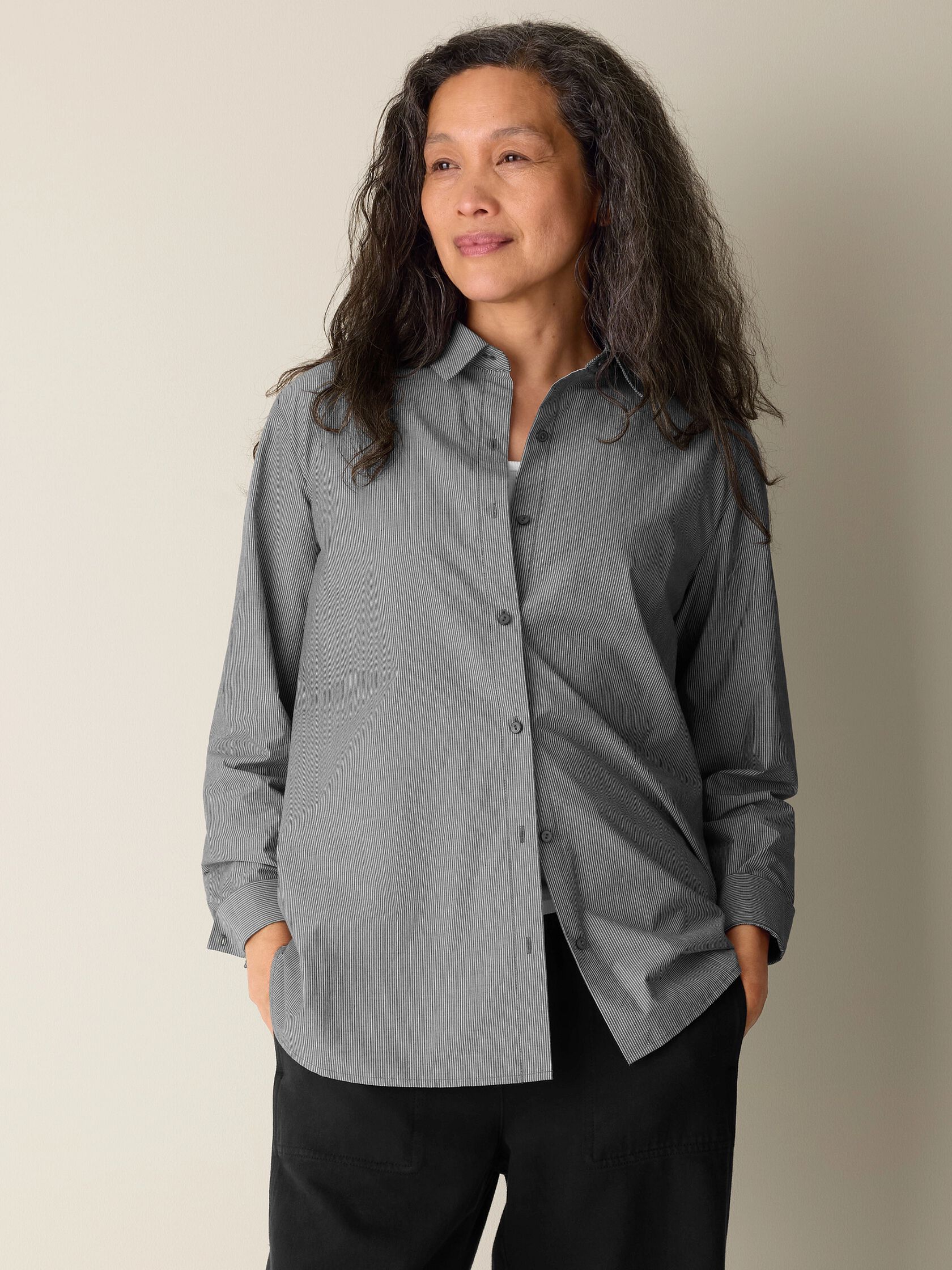 (Pre-Order) Eileen Fisher Classic Collar Long Shirt
