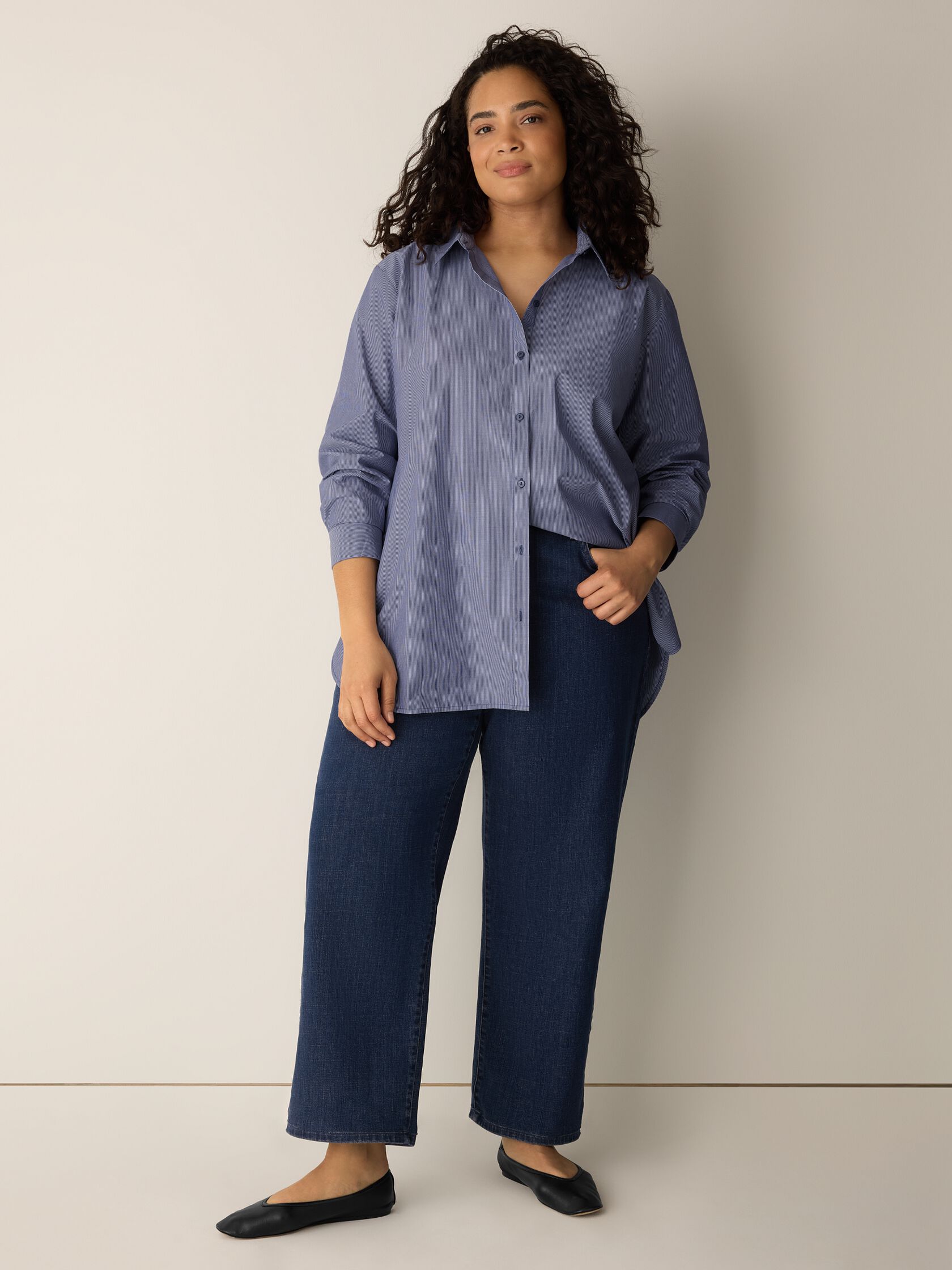 (Pre-Order) Eileen Fisher Classic Collar Long Shirt
