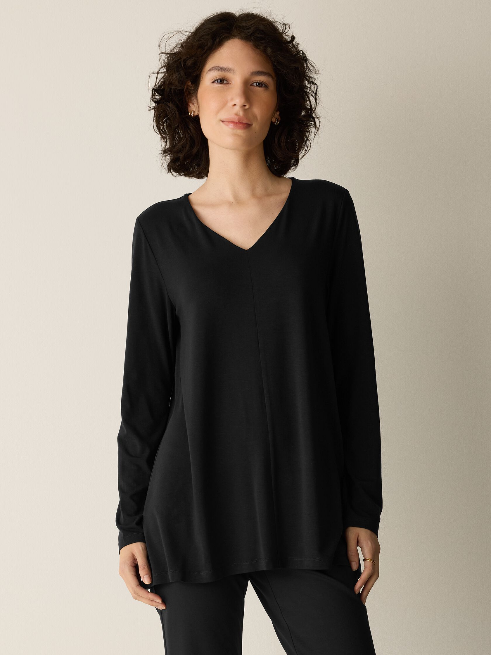 Eileen Fisher V-Neck Tunic with Long Sleeves