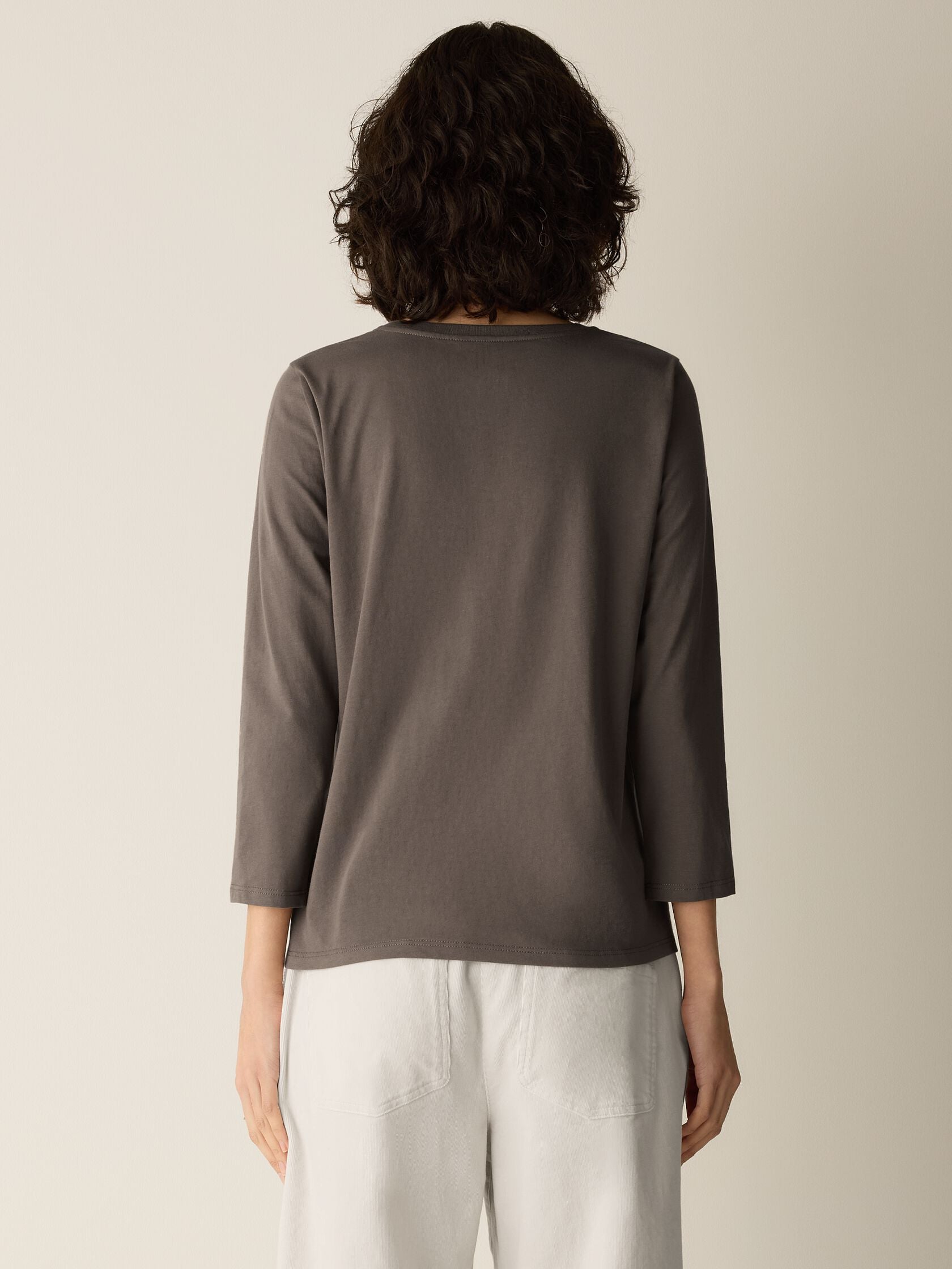(Pre-Order) Eileen Fisher Round Neck Easy 3/4 Sleeve Tee