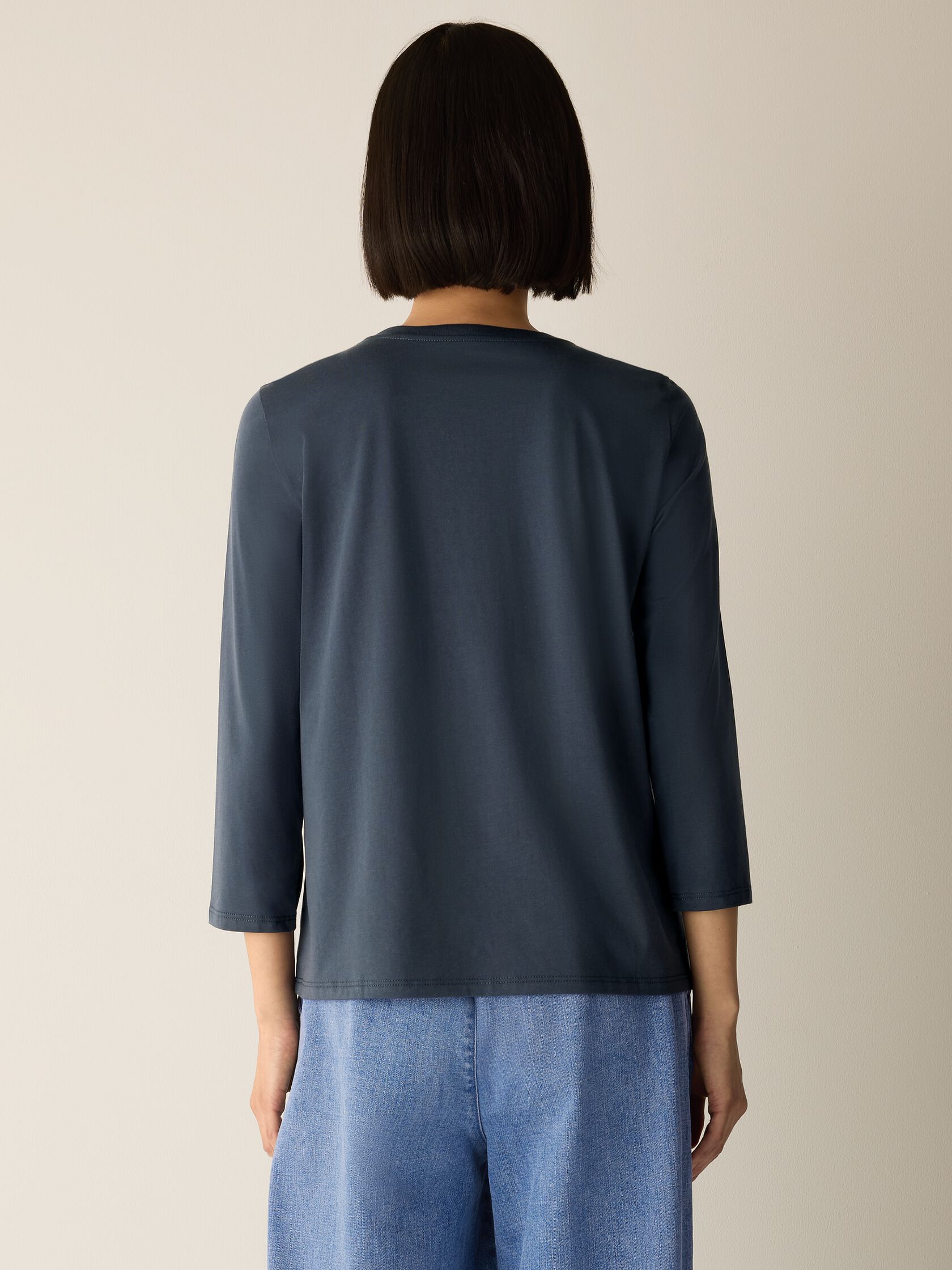 (Pre-Order) Eileen Fisher Round Neck Easy 3/4 Sleeve Tee