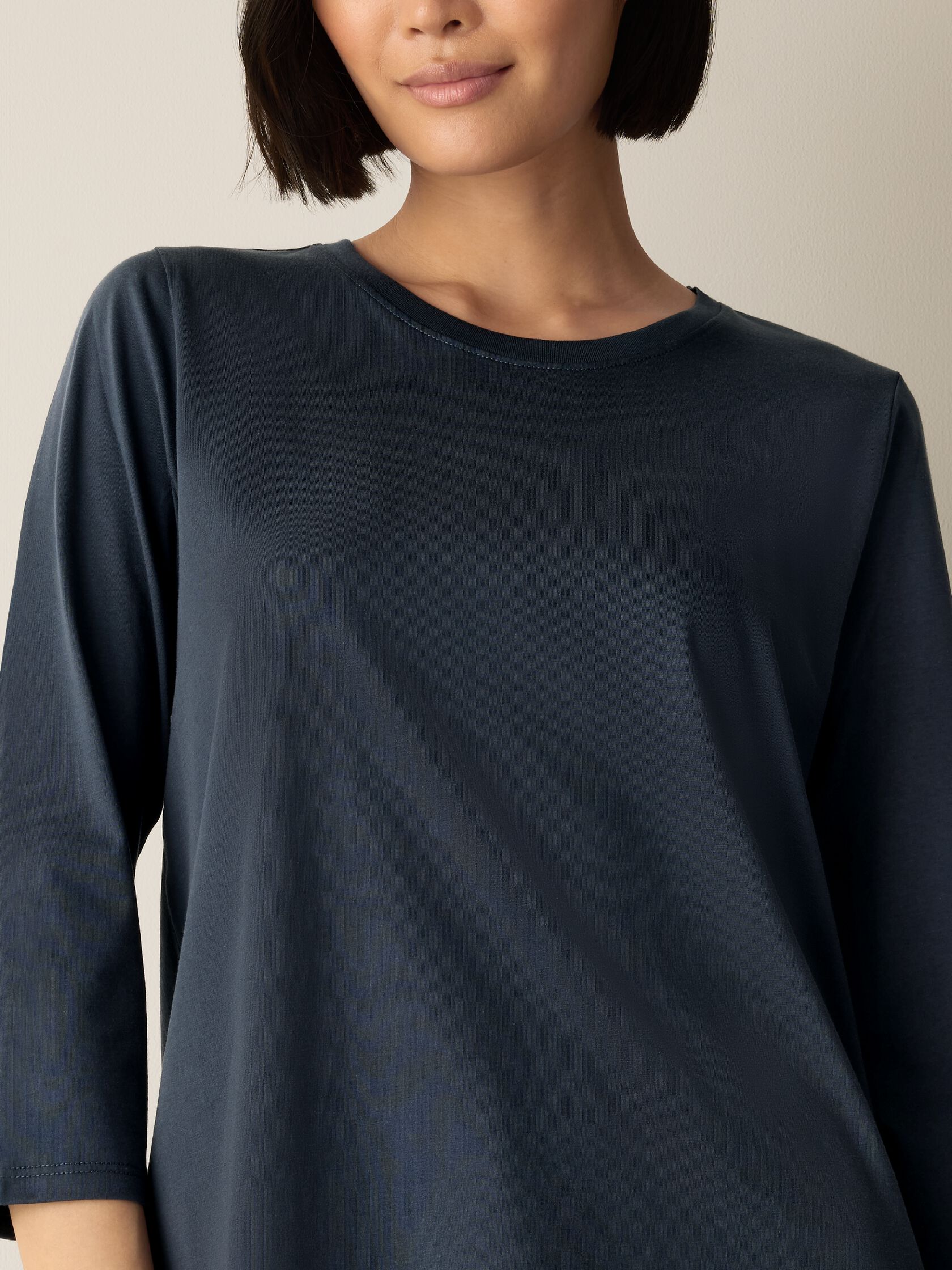 (Pre-Order) Eileen Fisher Round Neck Easy 3/4 Sleeve Tee