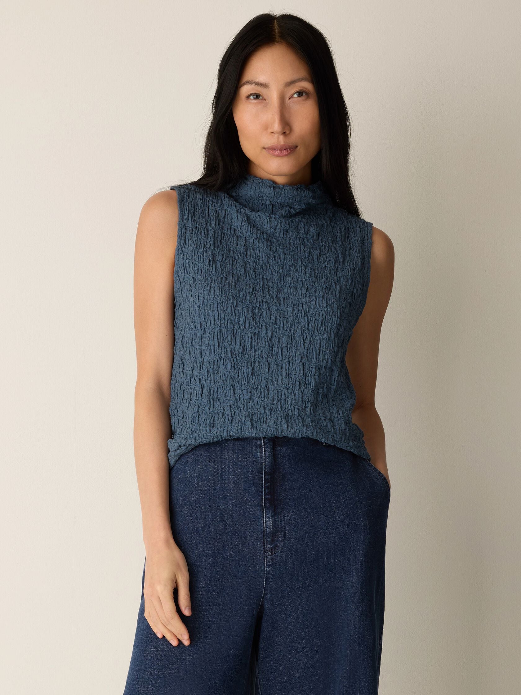 (Pre-Order) Eileen Fisher Funnel Neck Slim Tank