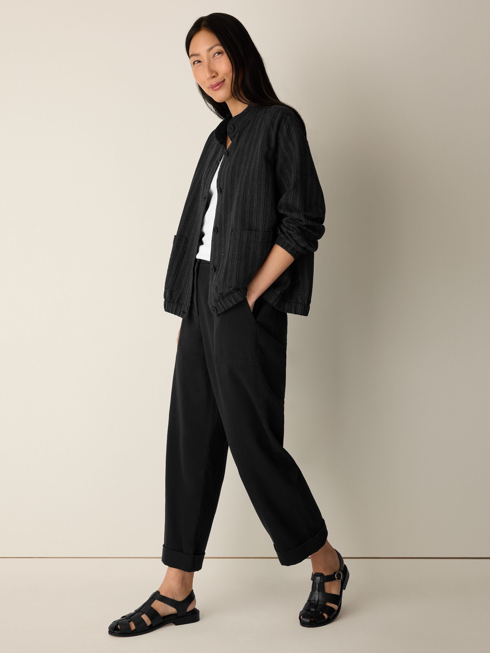 (Pre-Order) Eileen Fisher Stand Collar Jacket