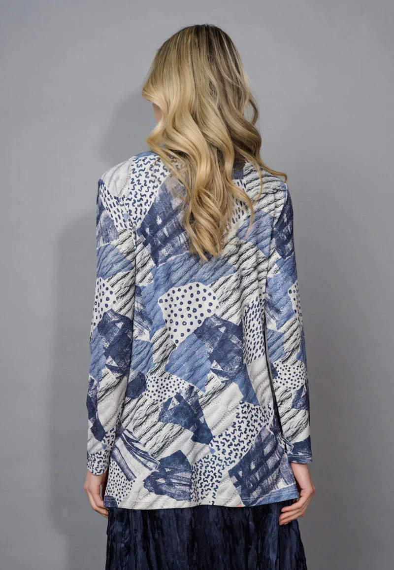 Picadilly Long Sleeve Metallic Print Sweater