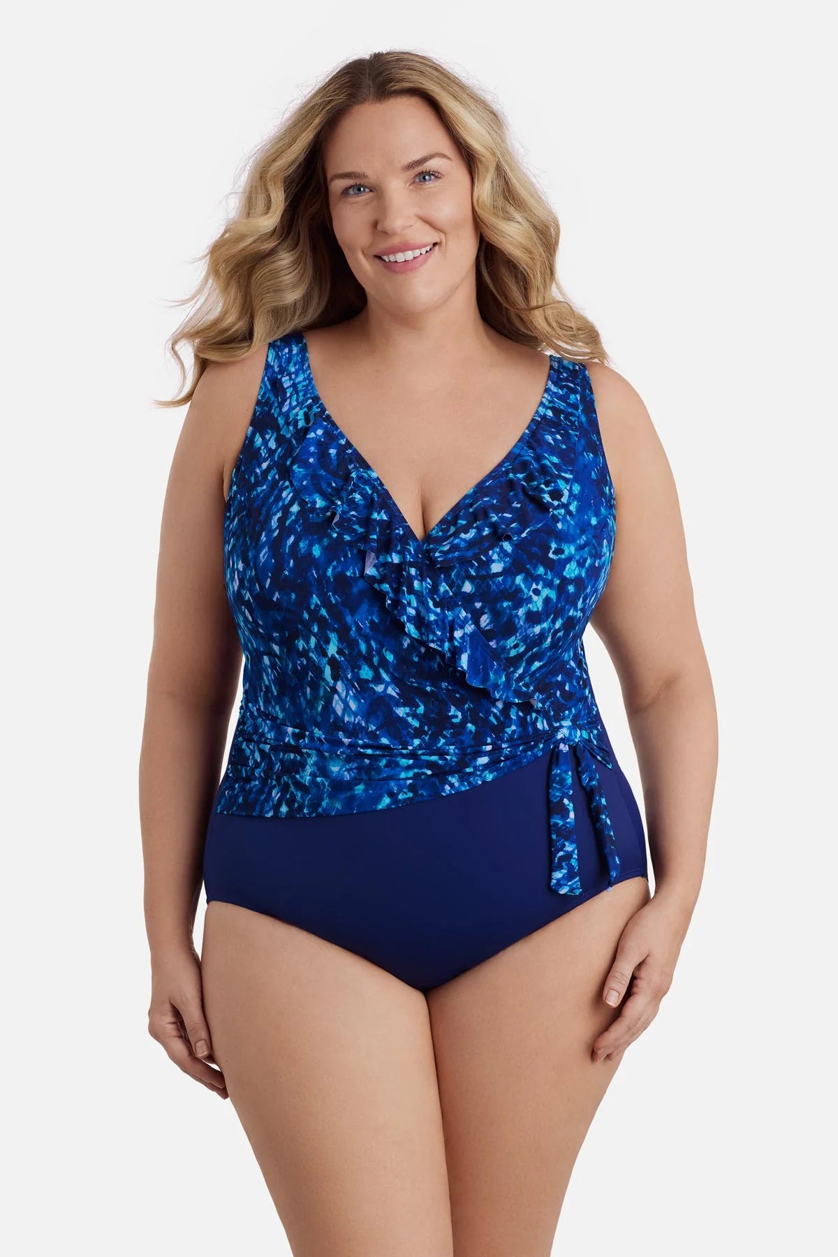 Longitude Ruffle Front Sash One Piece