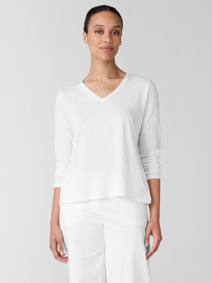 Eileen Fisher Vneck Long Sleeve Easy Tee