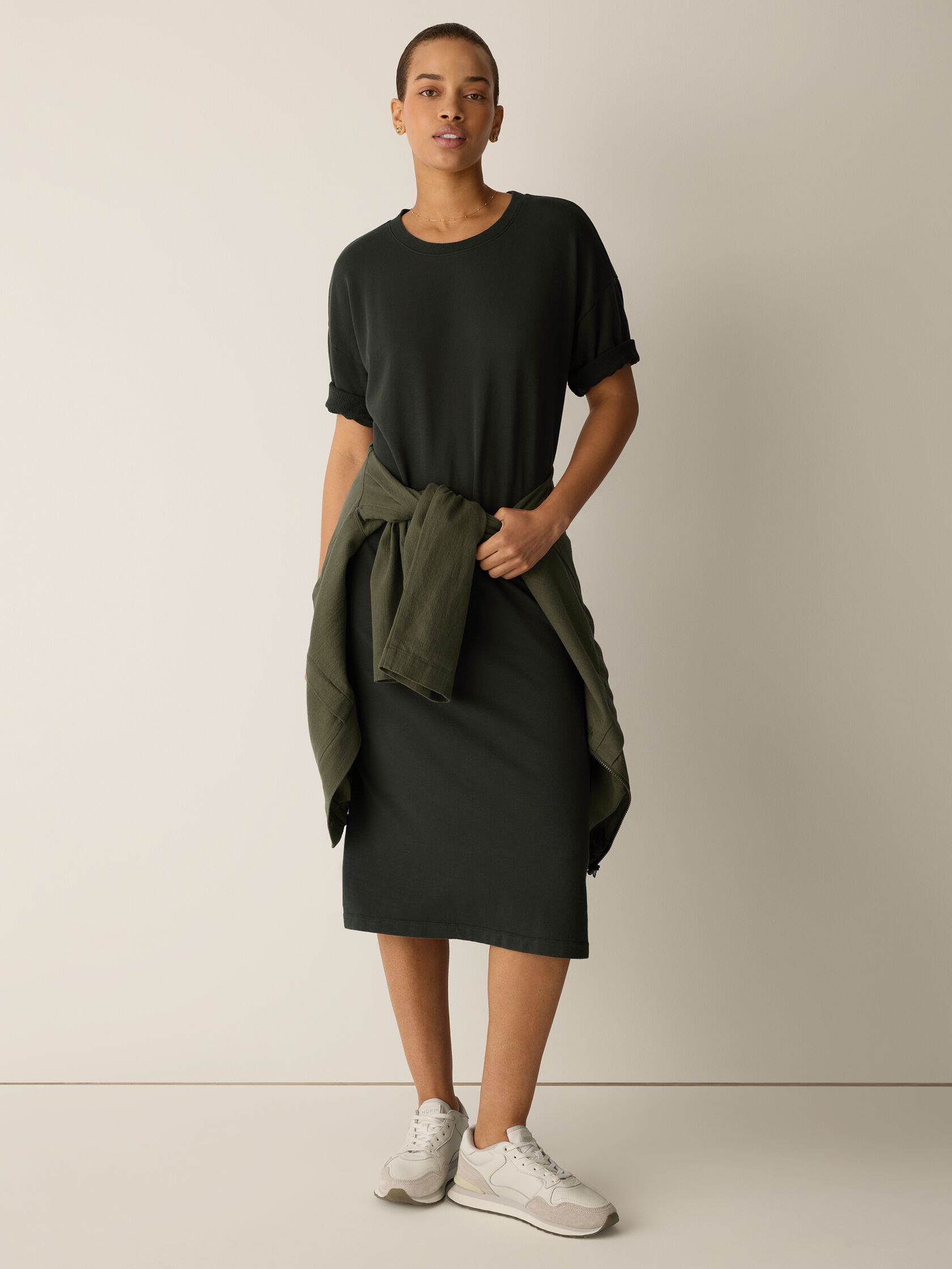 (Pre-Order) Eileen Fisher Crew Neck Elbow Sleeve Dress